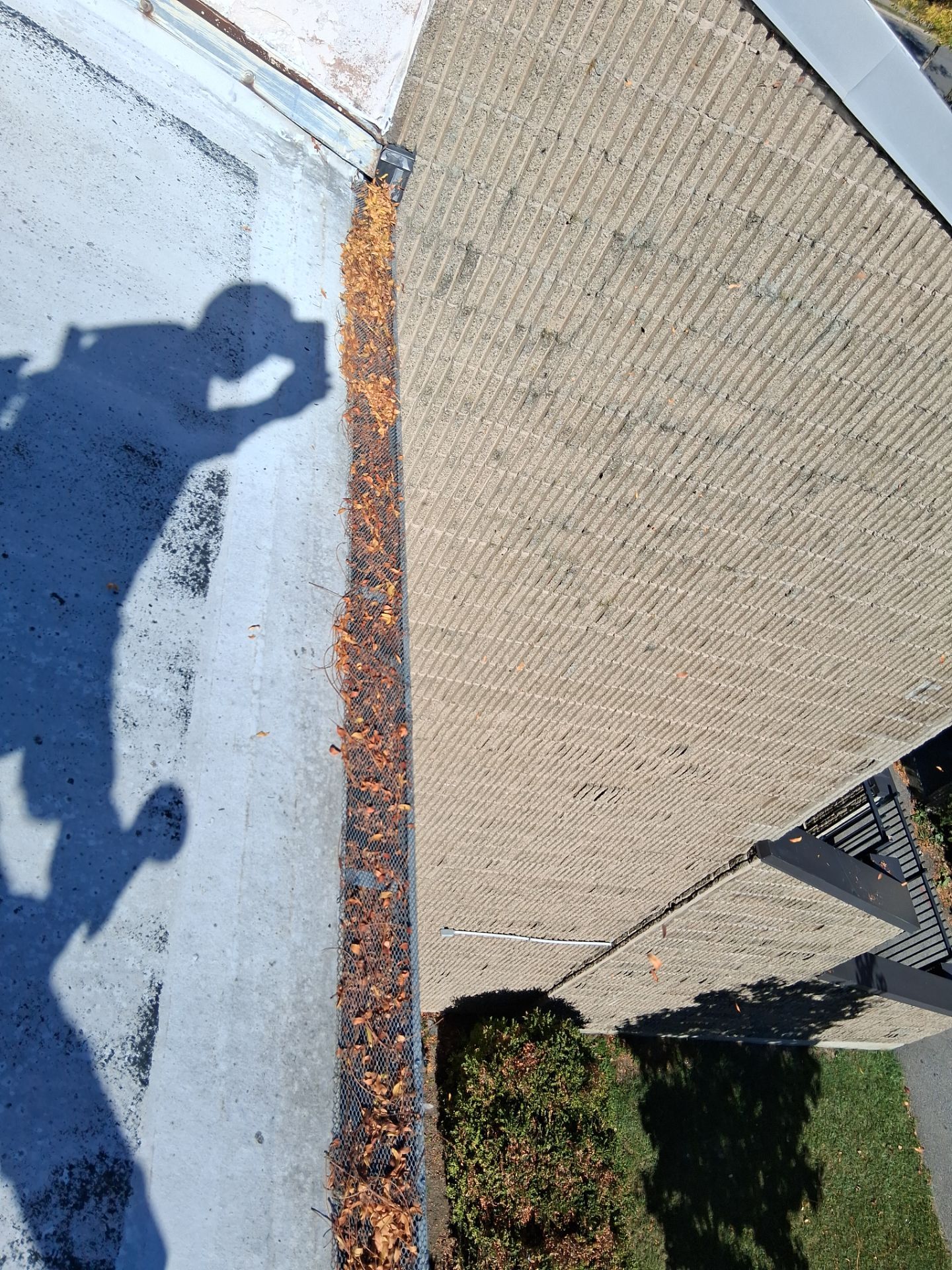 Commercial gutter cleaning Buffalo & Rochester before photo with filled gutters