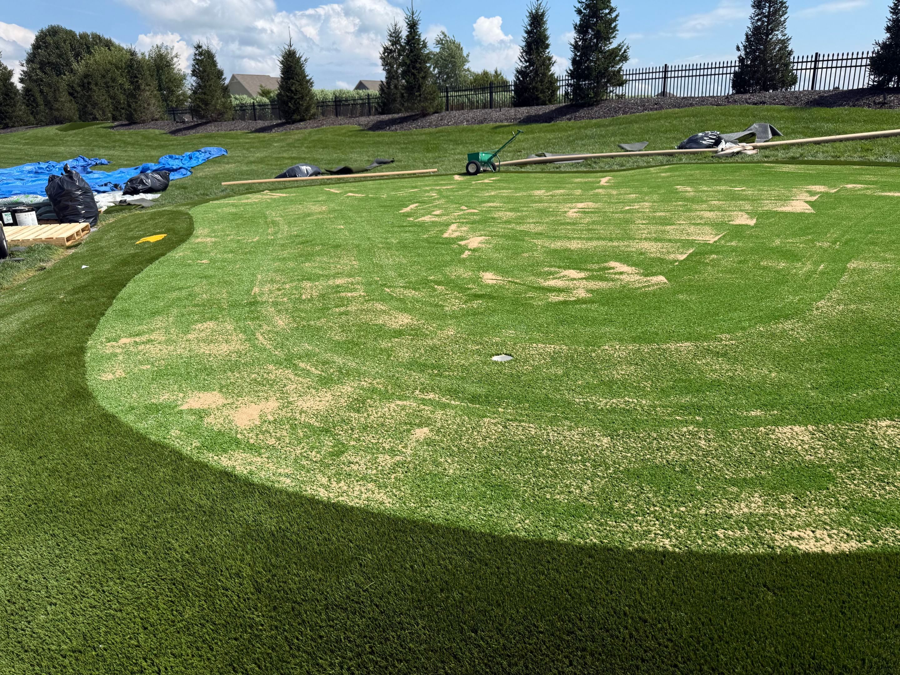 2 Custom Residential Golf Green's and 5 Tee Boxes Installation in Bargersville by Southwest Greens Midwest