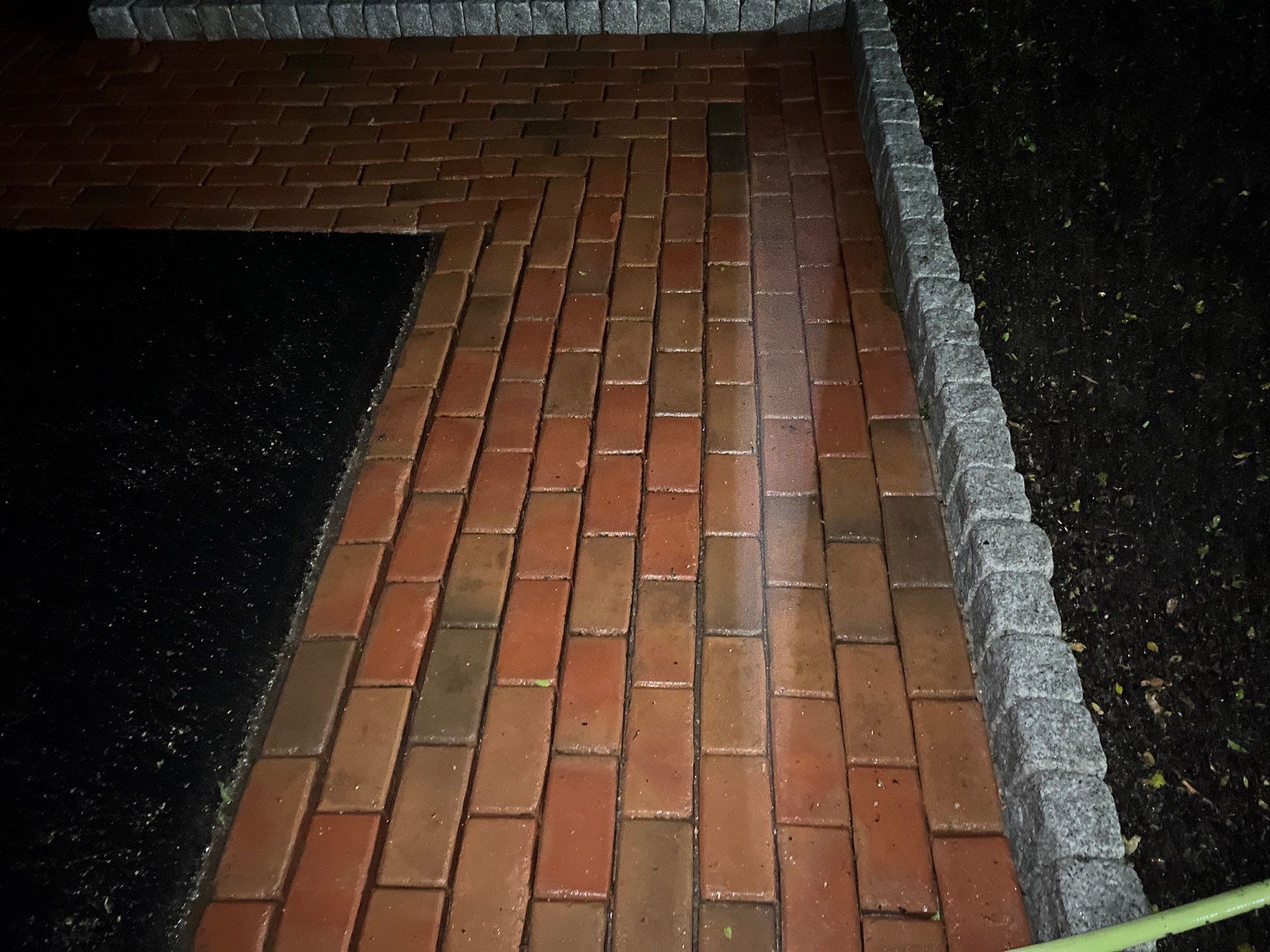 Brick paver clean, sand and seal.  using Algaecide, soft wash soap by Northern Power Washing LLC.