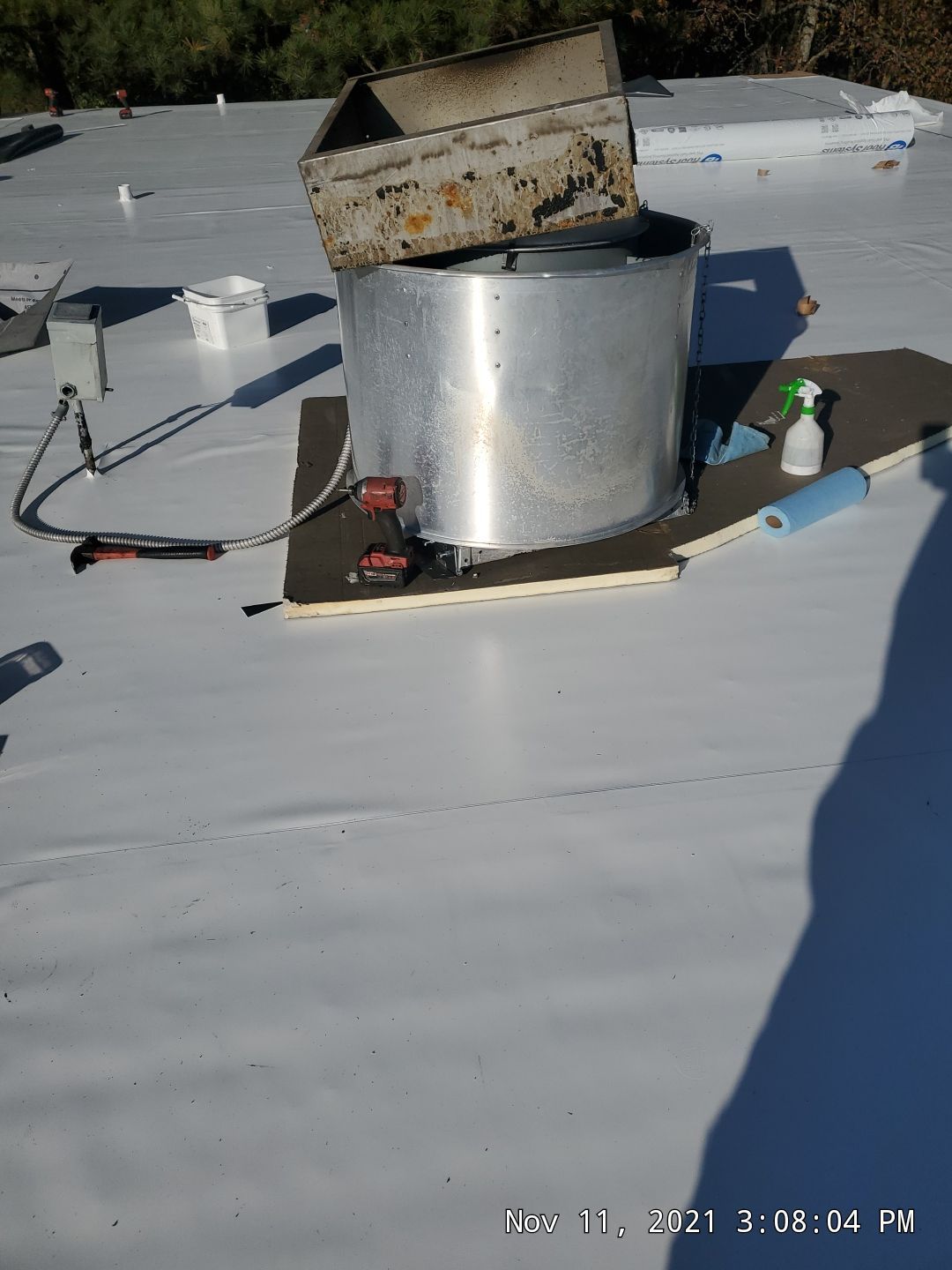 Commercial Roofing Installation using 50 mil PVC by Hostetler Roofing