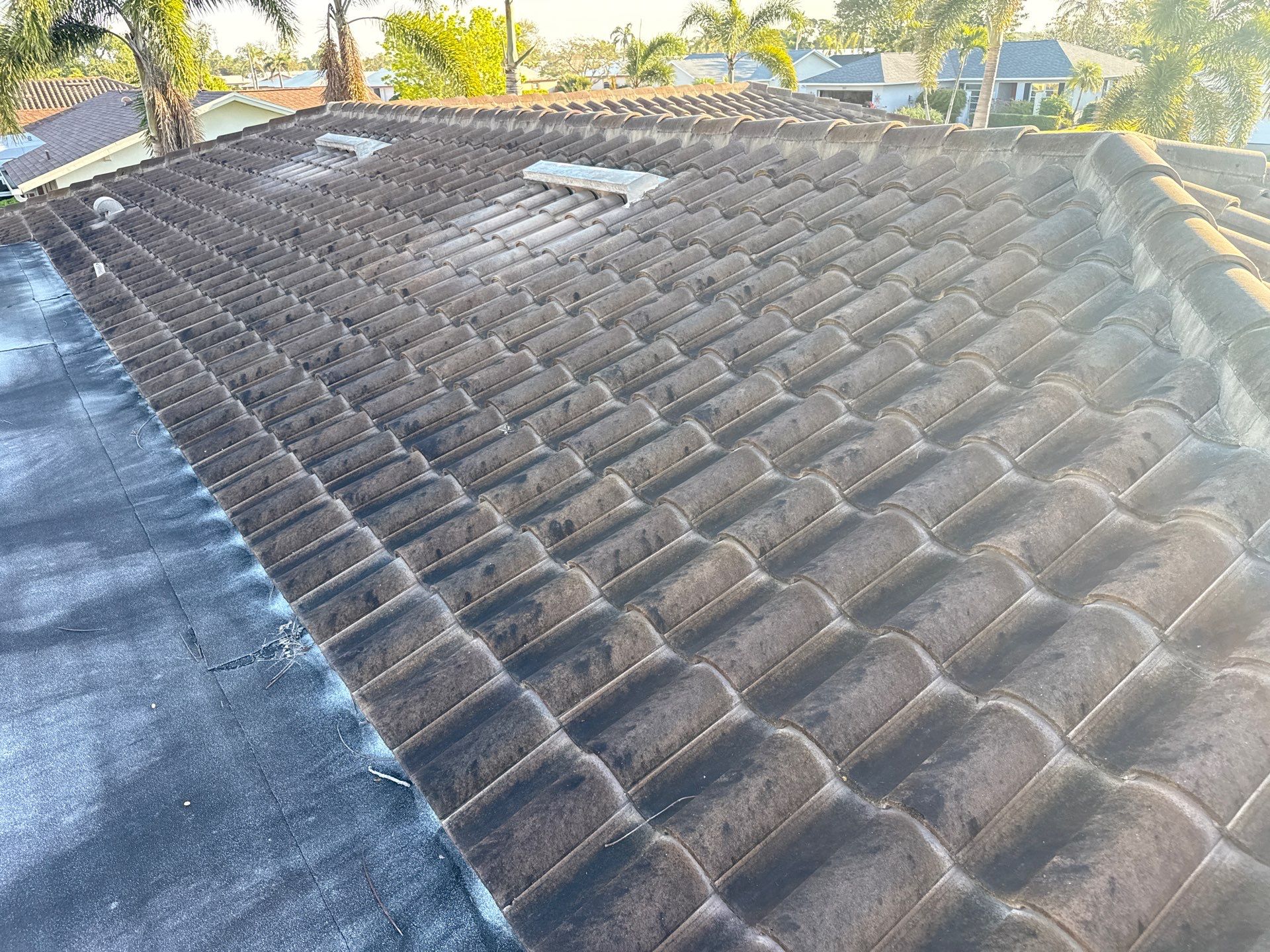 Concrete Tile Roof Cleaning in Village Green – Bradenton, FL | No Walking on Tiles! by Sunshine AquaWash