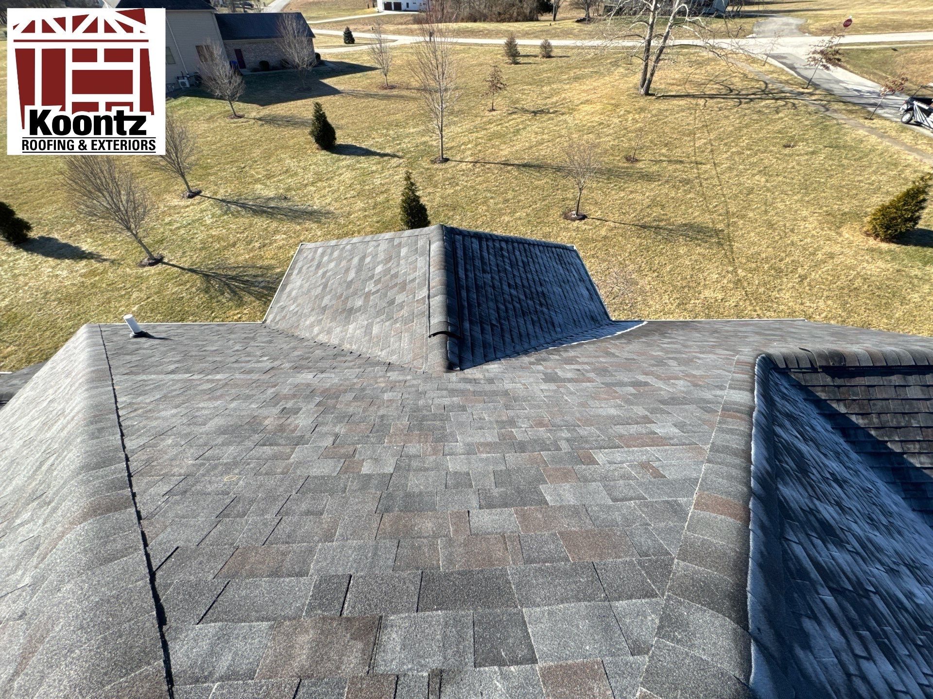 Residential Roofing Installation using Malarkey Vista AR Shingles (Black Oak) by Koontz Construction