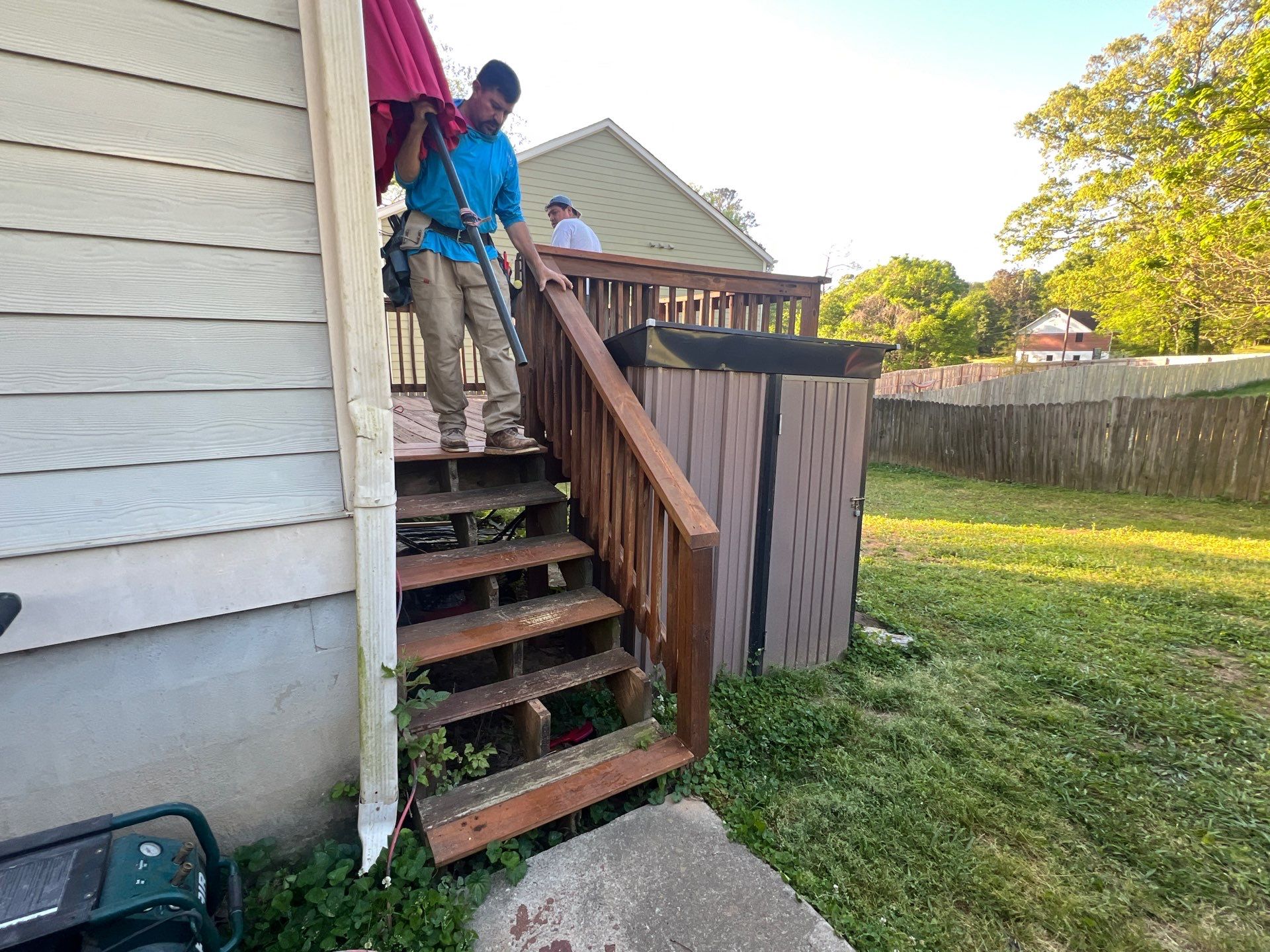 Pressure-Treated Wood Deck and Staircase Replacement in Atlanta by Swift Home Renovations