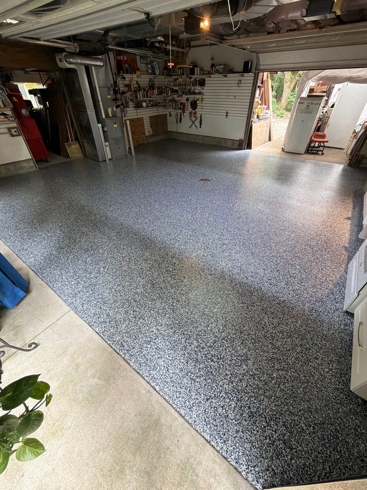 Custom Multi-Colored Epoxy Flake Garage Floor Coating in Montague by Gordon Painting