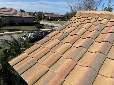 Barrel Tile Roof Cleaning & Paver Driveway Cleaning in River Strand at Heritage Harbour | Bradenton, FL