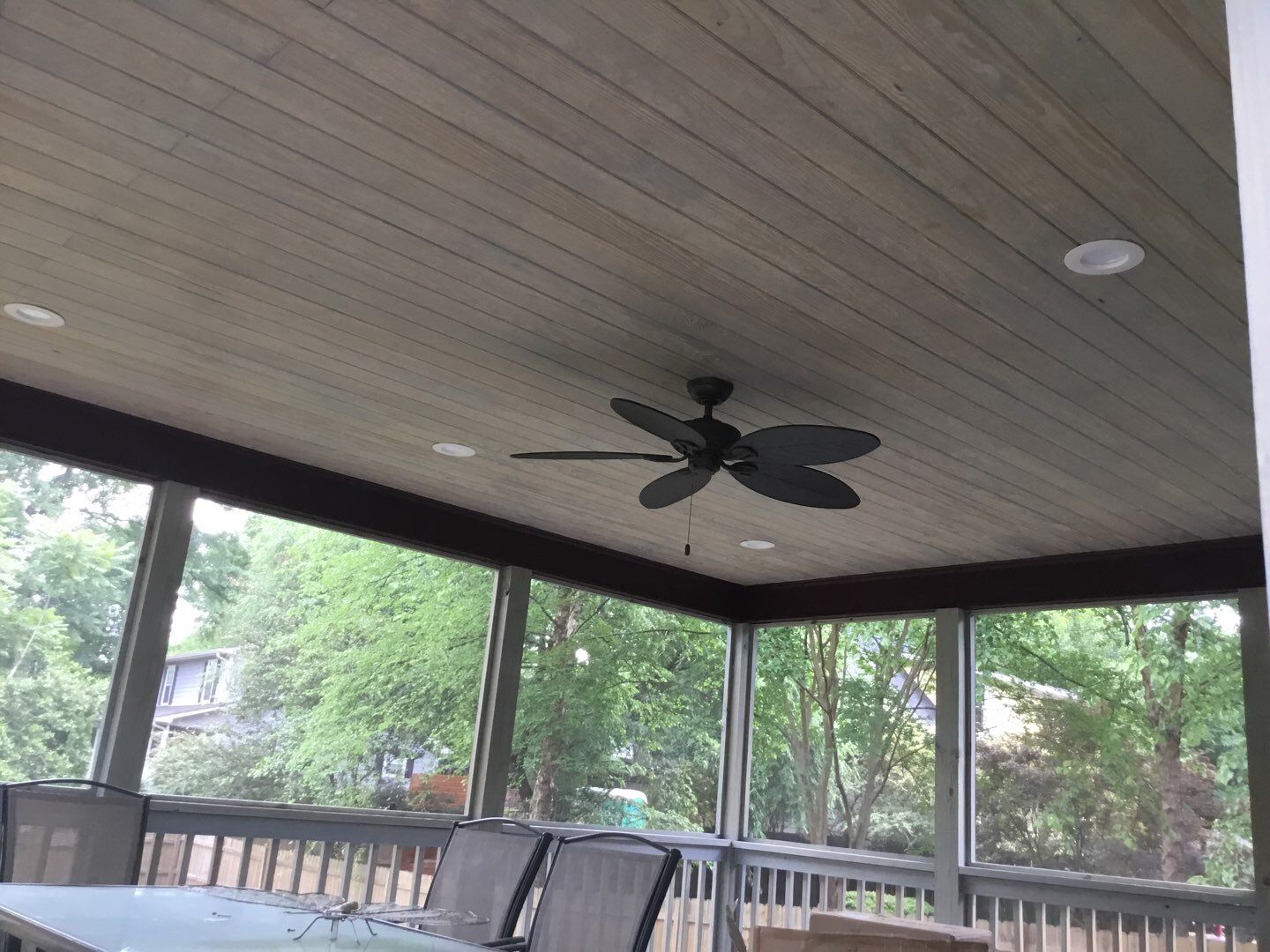 Custom Screened Porch Addition with Vaulted Wood Ceiling in Atlanta by Swift Home Renovations