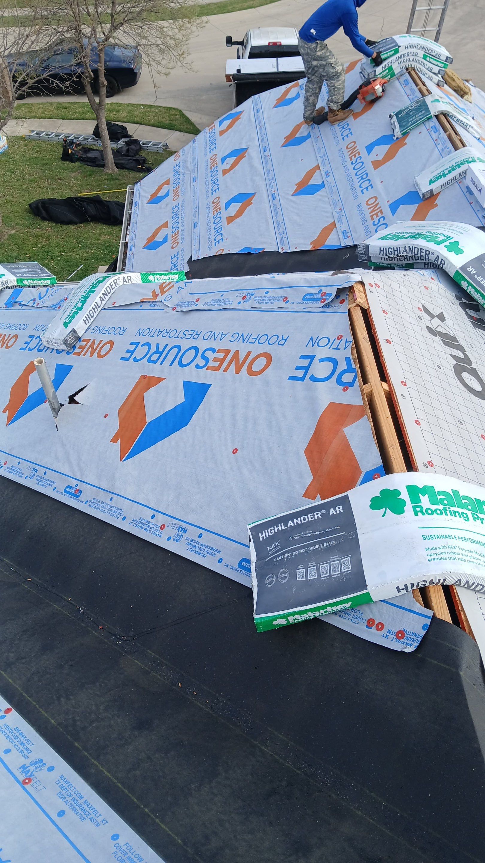 Residential Roofing Installation using Malarkey Highlander Weathered Wood Plus by OneSource Roofing and Restoration