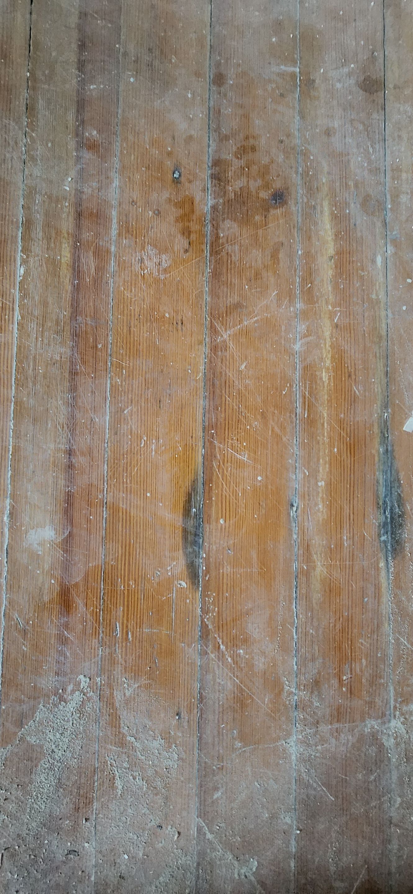 Sand & Refinish with Board Repair using Duraseal Golden Oak and Coffee Brown w/ Loba Satin Finish by Footprints Floors Morristown