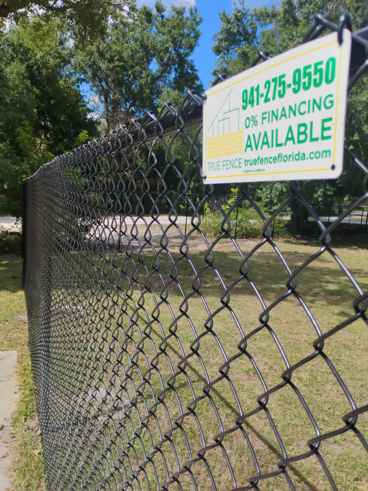 Black Vinyl Chain Link Fence Installation in Arcadia Florida by True Fence LLC