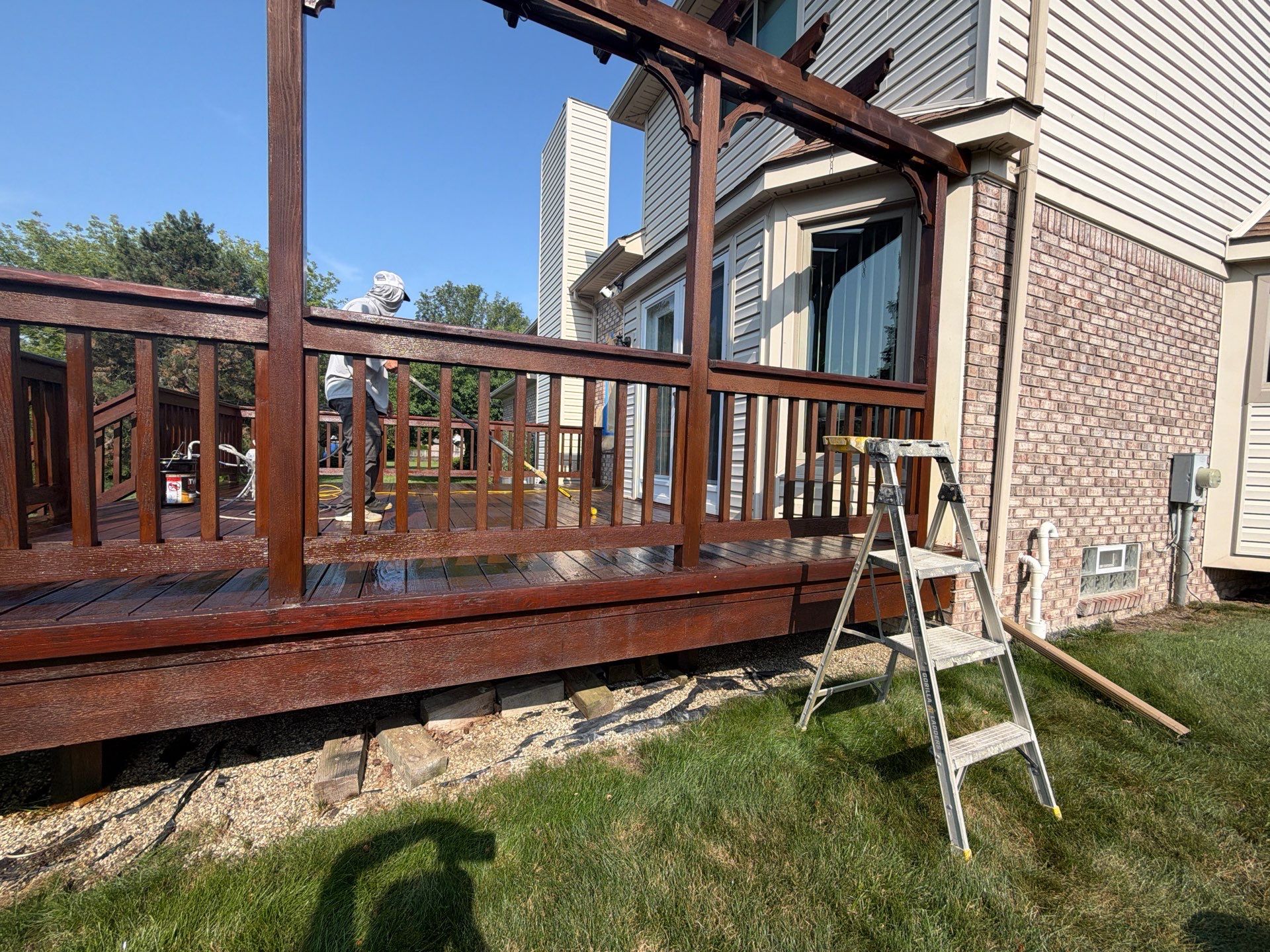 Custom Deck and Pergola Staining in New Baltimore by Top Shelf Painter