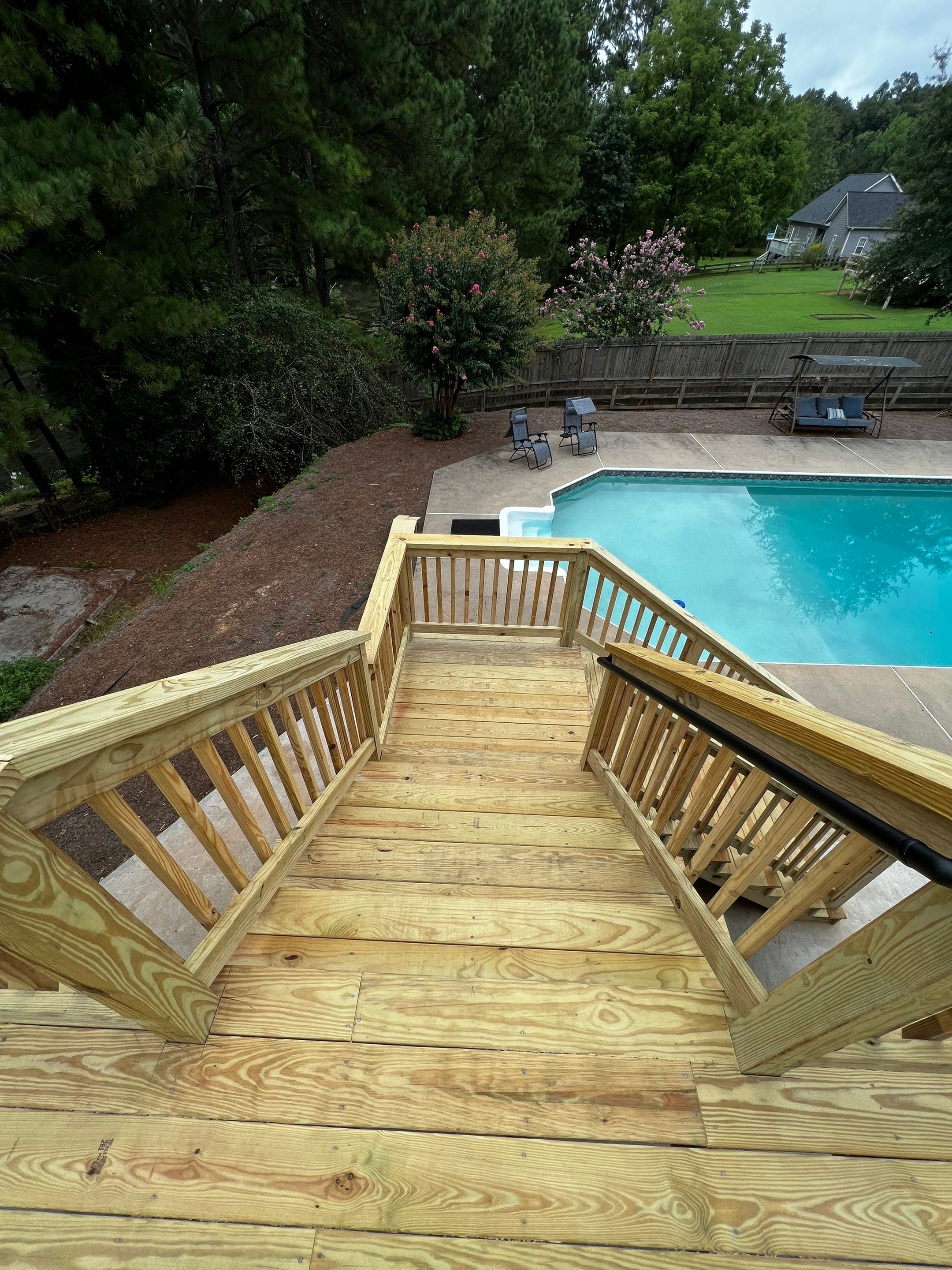 Elevated Pressure-Treated Wood Deck Replacement in Cartersville Georgia by Swift Home Renovations