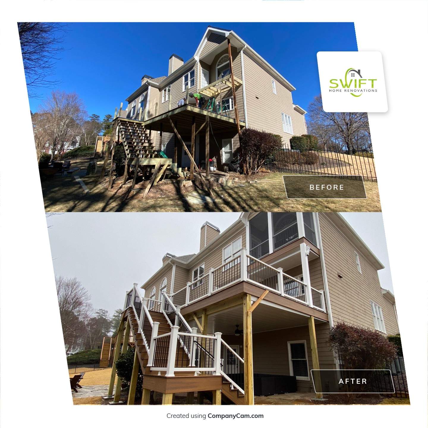 Elevated Composite Deck and Screened Porch Build in Roswell by Swift Home Renovations