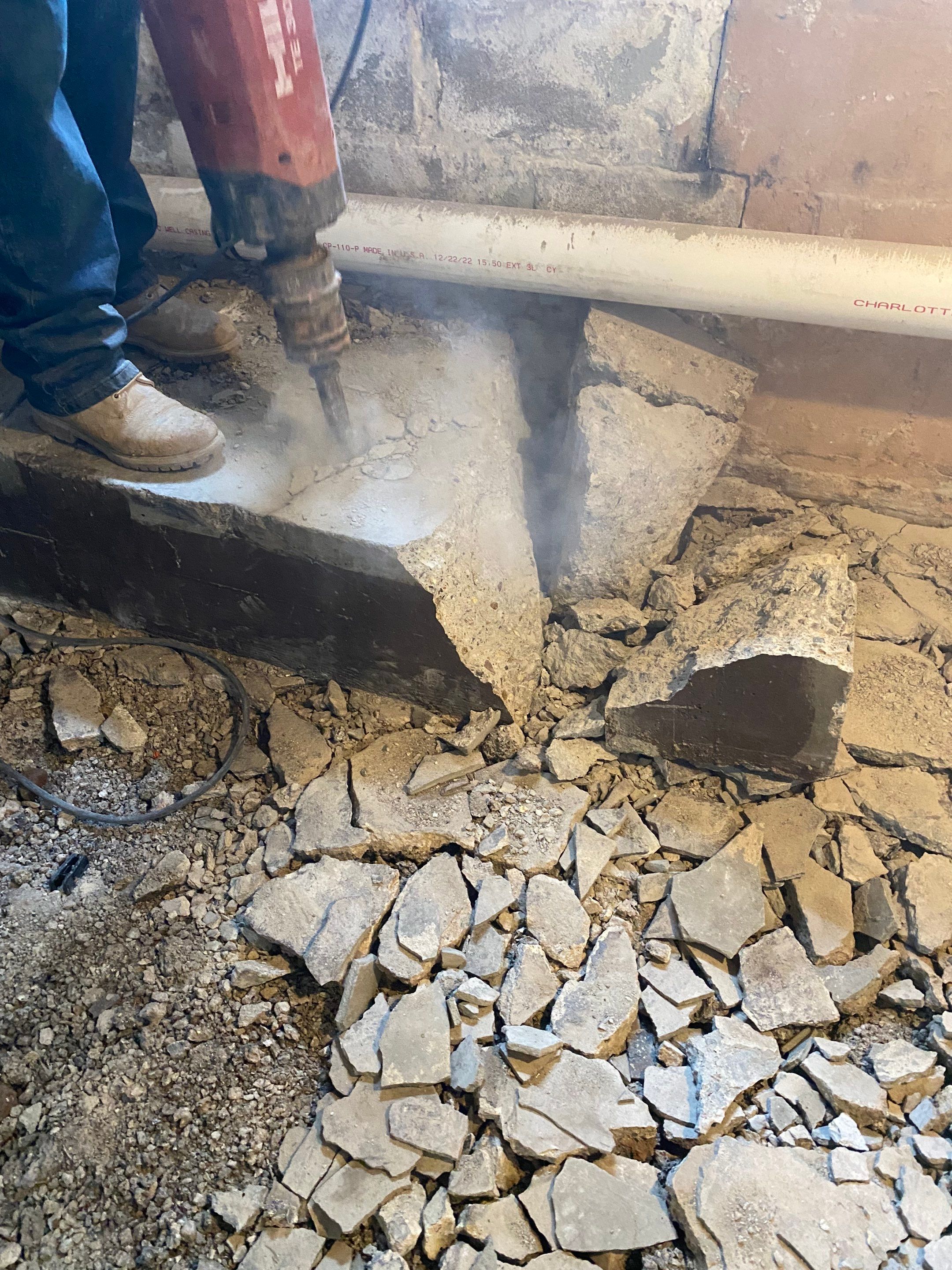 Interior French Drain, Lally Column Replacement & Concrete Floor Replacement in South Orange, NJ by Pure Service Pro, LLC
