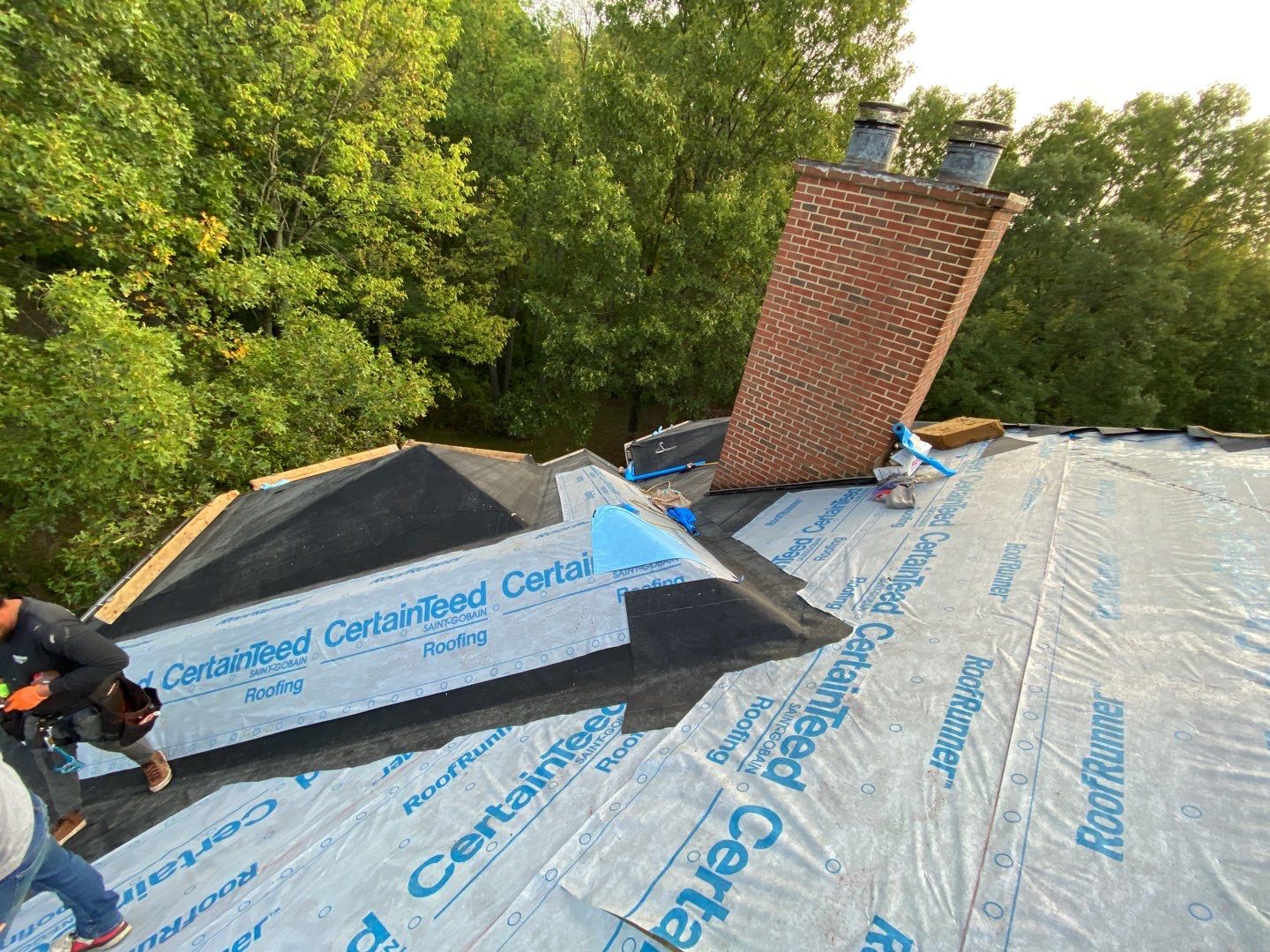 Roof Replacement using CertainTeed Landmark Moire Black by 180 Contractors