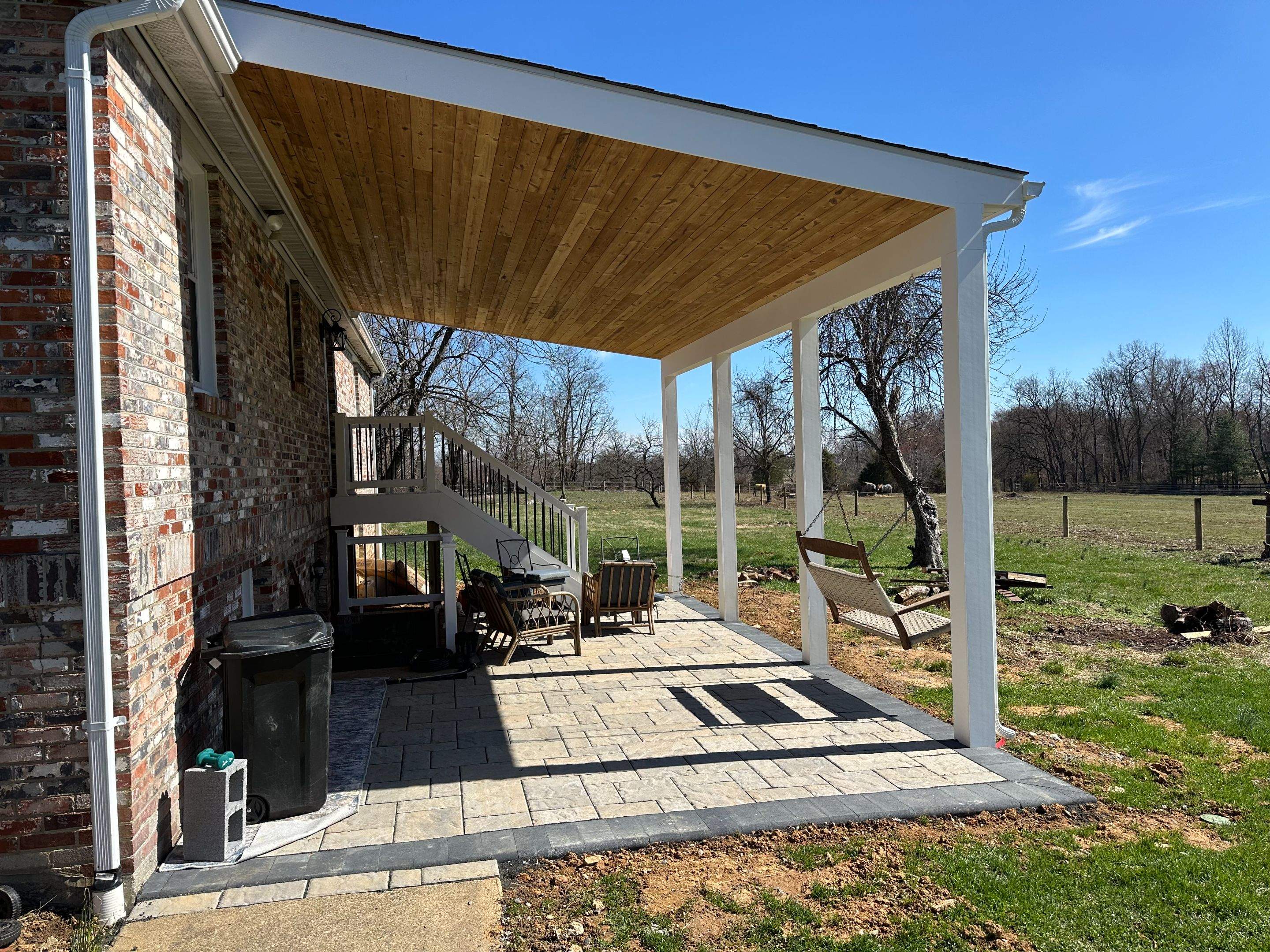 Covered Landing & Paver Patio in Lovettsville, VA by Sunburst Construction Inc