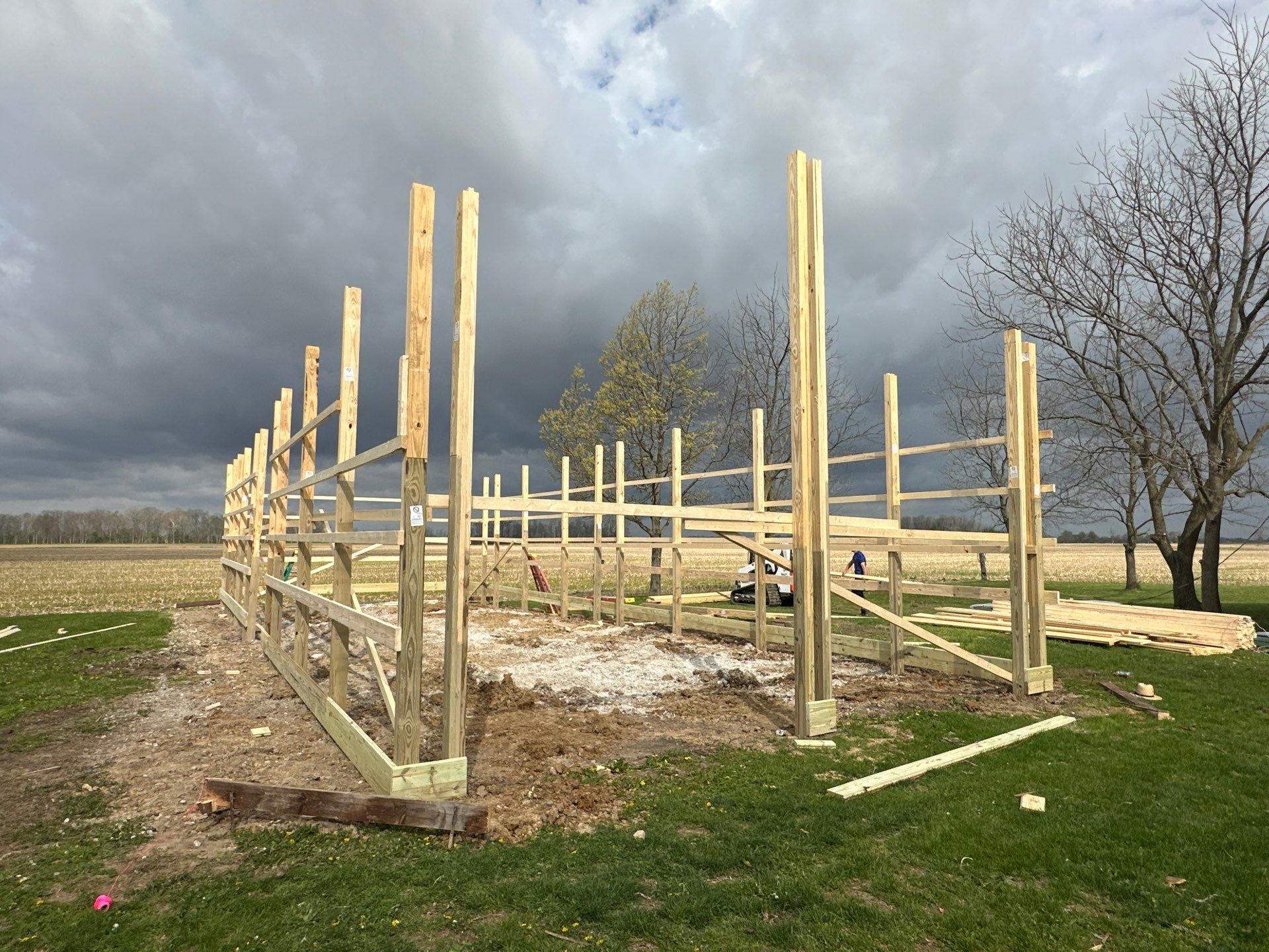 Multi-Bay Custom Pole Barn Construction in Arlington, Indiana by The Barn Builders 