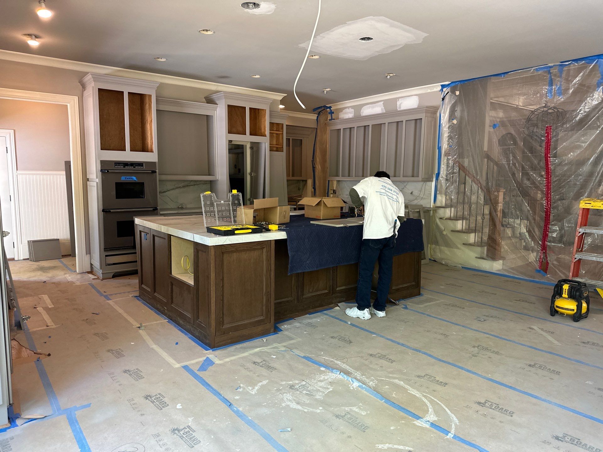 Cabinet Transformation – Kitchen & Living Room by Atlanta's Paint Doctor