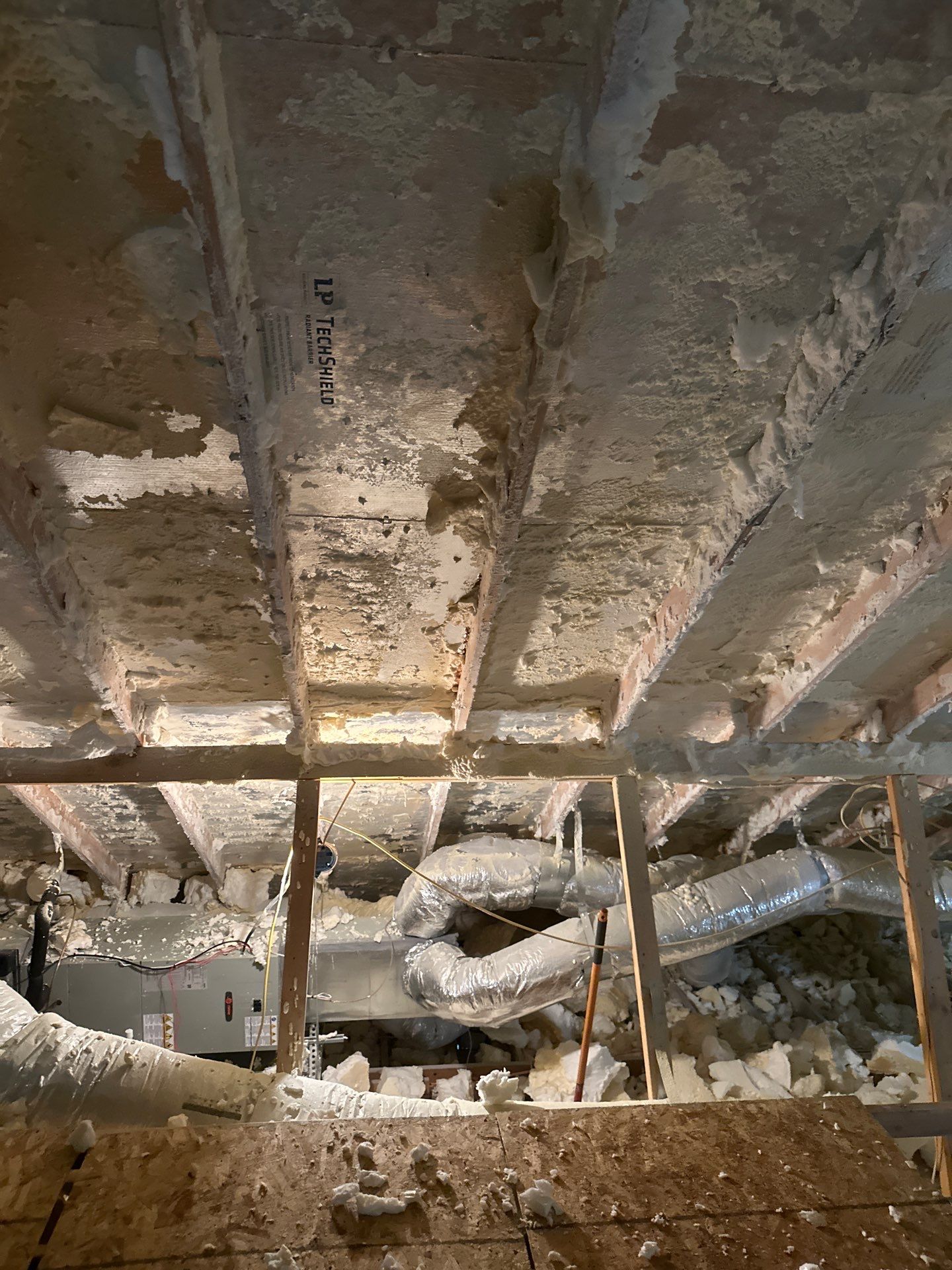 Spray foam insulation removal & re spray by Apex Insulation Solutions