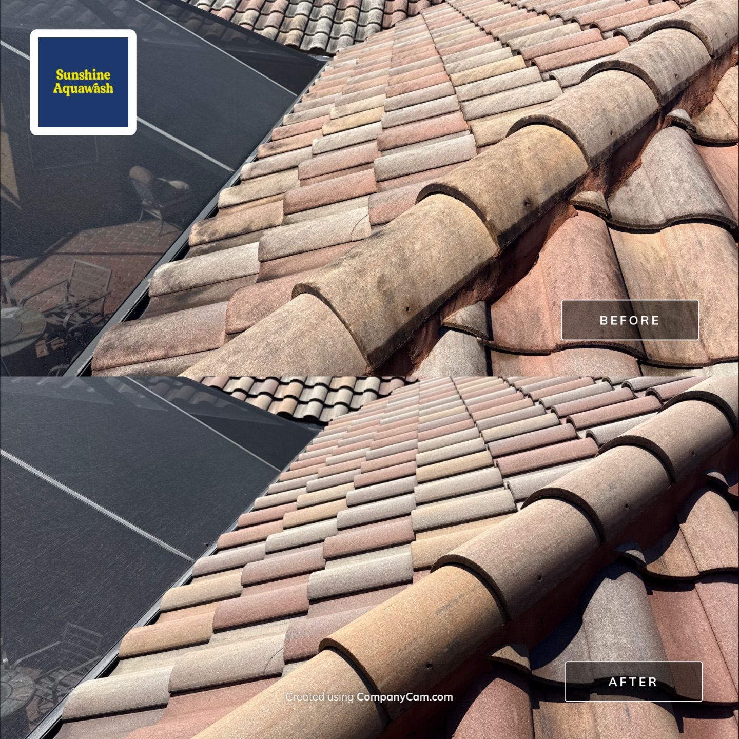 This project focused on a full gutter clean-out to restore proper water flow and prevent overflow issues.  Our scope of work included: 	•	Removing heavy leaf and pollen buildup from the gutter system 	•	Clearing out clogged sections along the rear gutters near the pool cage, where debris tends to accumulate more heavily 	•	Inspecting and cleaning the front gutter guards, which had several blocked areas restricting water flow 	•	Ensuring all downspouts and channels were flowing properly after service  Even with gutter guards installed, debris like pollen, shingle grit, and fine organic matter can still build up over time—especially in Florida’s environment. Regular maintenance helps prevent water damage, overflow, and staining on exterior surfaces.  Another thorough job completed by Sunshine AquaWash® – keeping homes protected from top to bottom. by Sunshine AquaWash