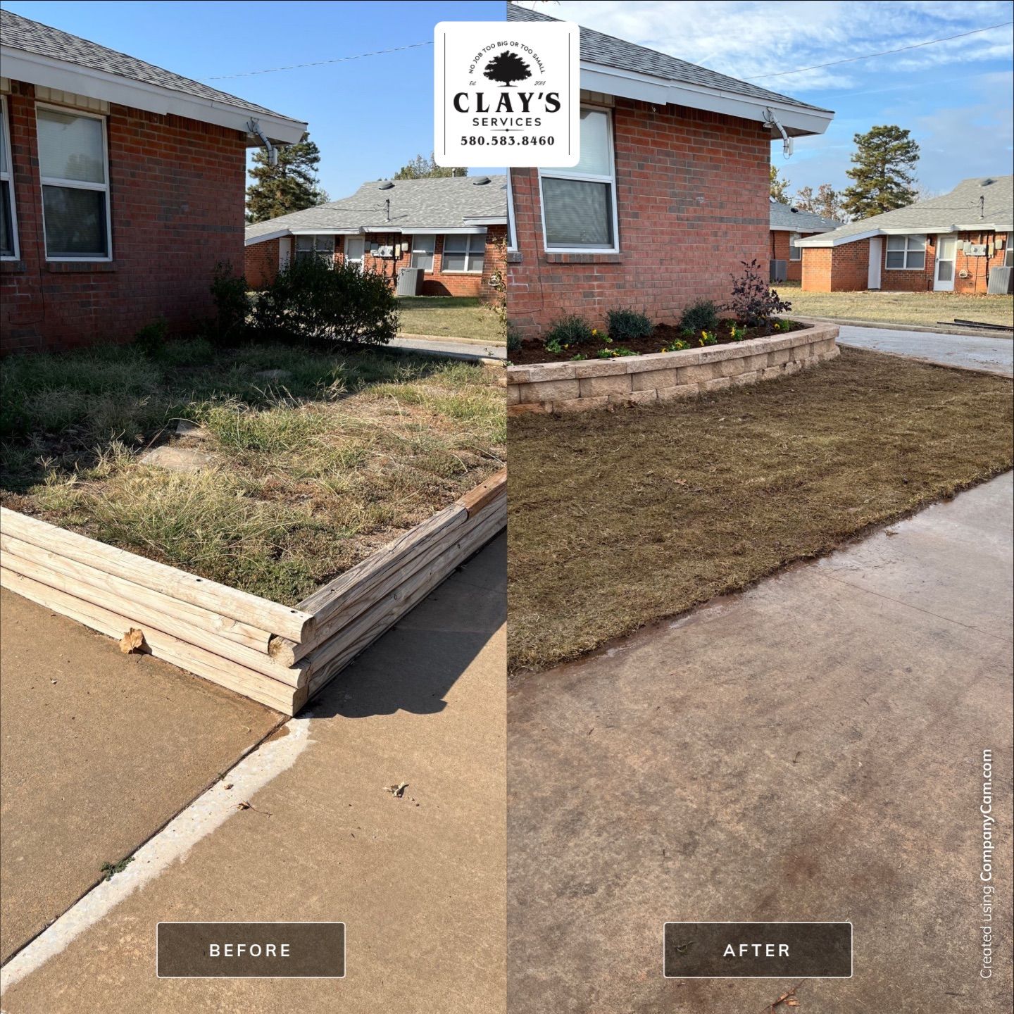 Concrete work, Landscape work, Sod work, and Irrigation work. by Clays Services Inc