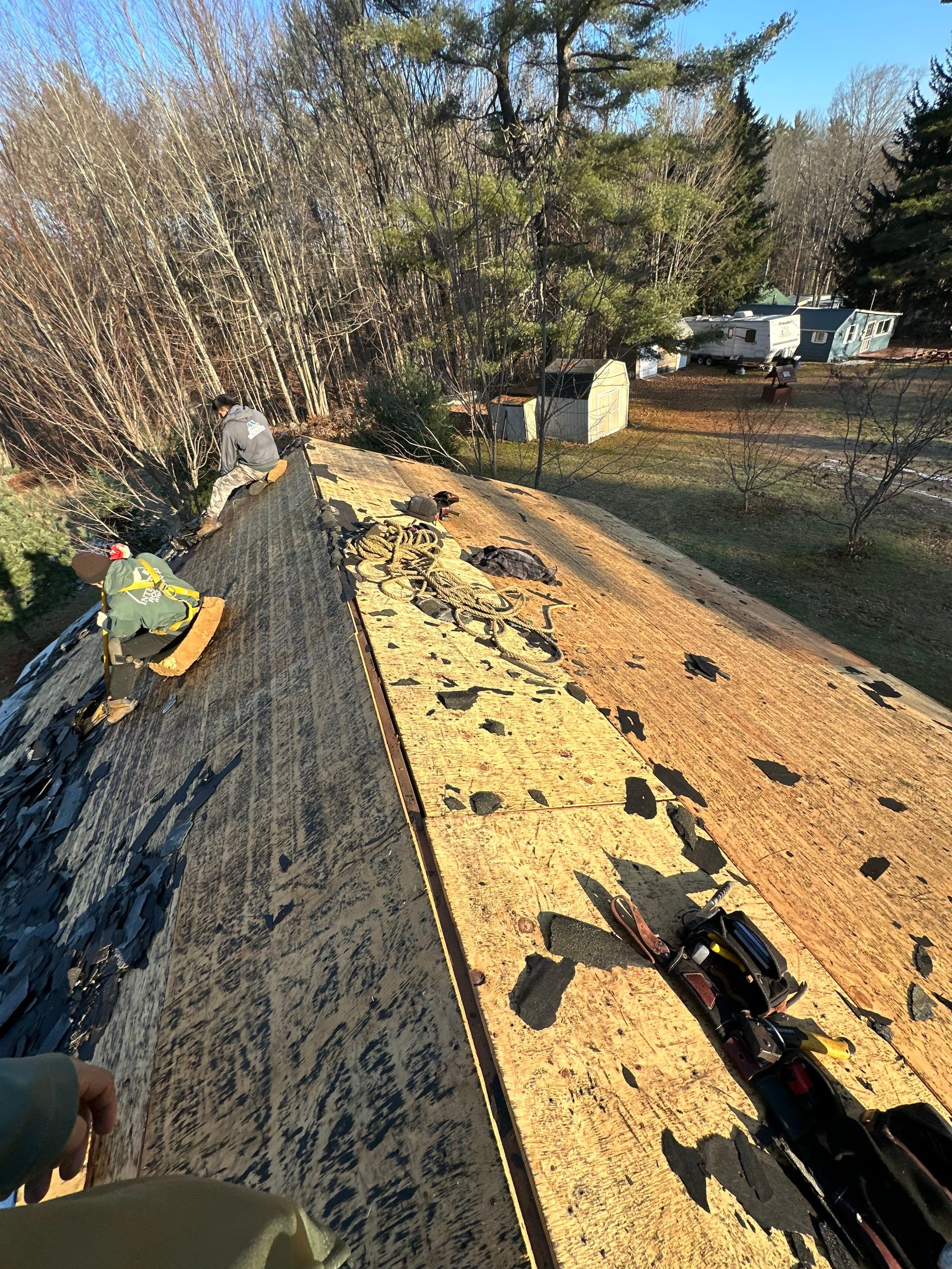 New Garage Roof In Merideth New Hampshire by Tall pine roofing