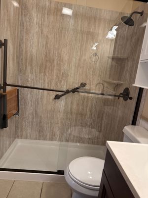 Prudenville Bath Remodel with Stone-Look Shower