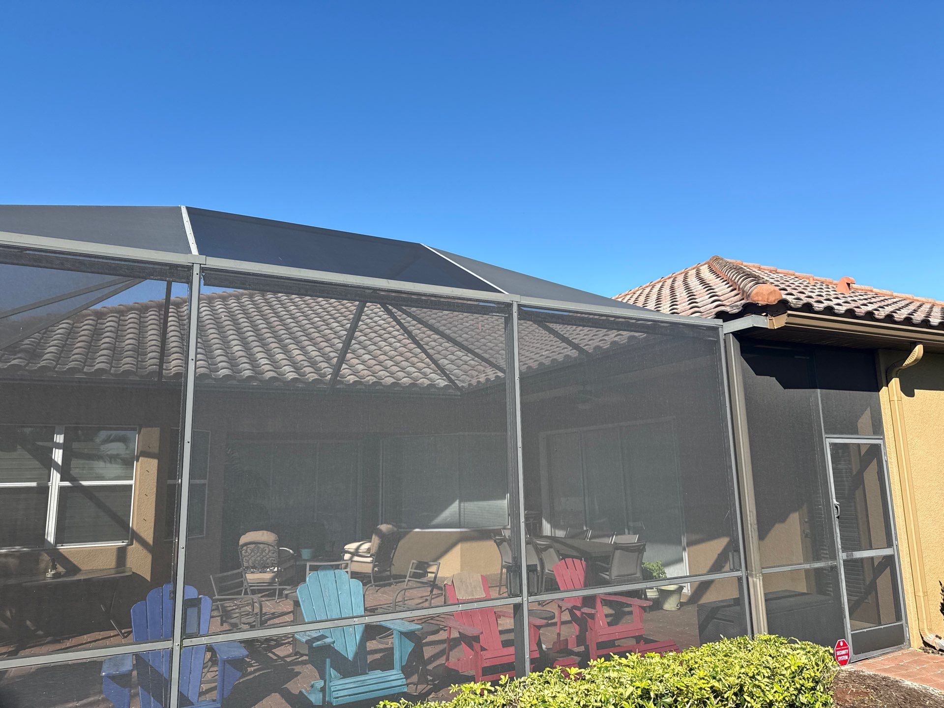 This project focused on a full gutter clean-out to restore proper water flow and prevent overflow issues.  Our scope of work included: 	•	Removing heavy leaf and pollen buildup from the gutter system 	•	Clearing out clogged sections along the rear gutters near the pool cage, where debris tends to accumulate more heavily 	•	Inspecting and cleaning the front gutter guards, which had several blocked areas restricting water flow 	•	Ensuring all downspouts and channels were flowing properly after service  Even with gutter guards installed, debris like pollen, shingle grit, and fine organic matter can still build up over time—especially in Florida’s environment. Regular maintenance helps prevent water damage, overflow, and staining on exterior surfaces.  Another thorough job completed by Sunshine AquaWash® – keeping homes protected from top to bottom. by Sunshine AquaWash