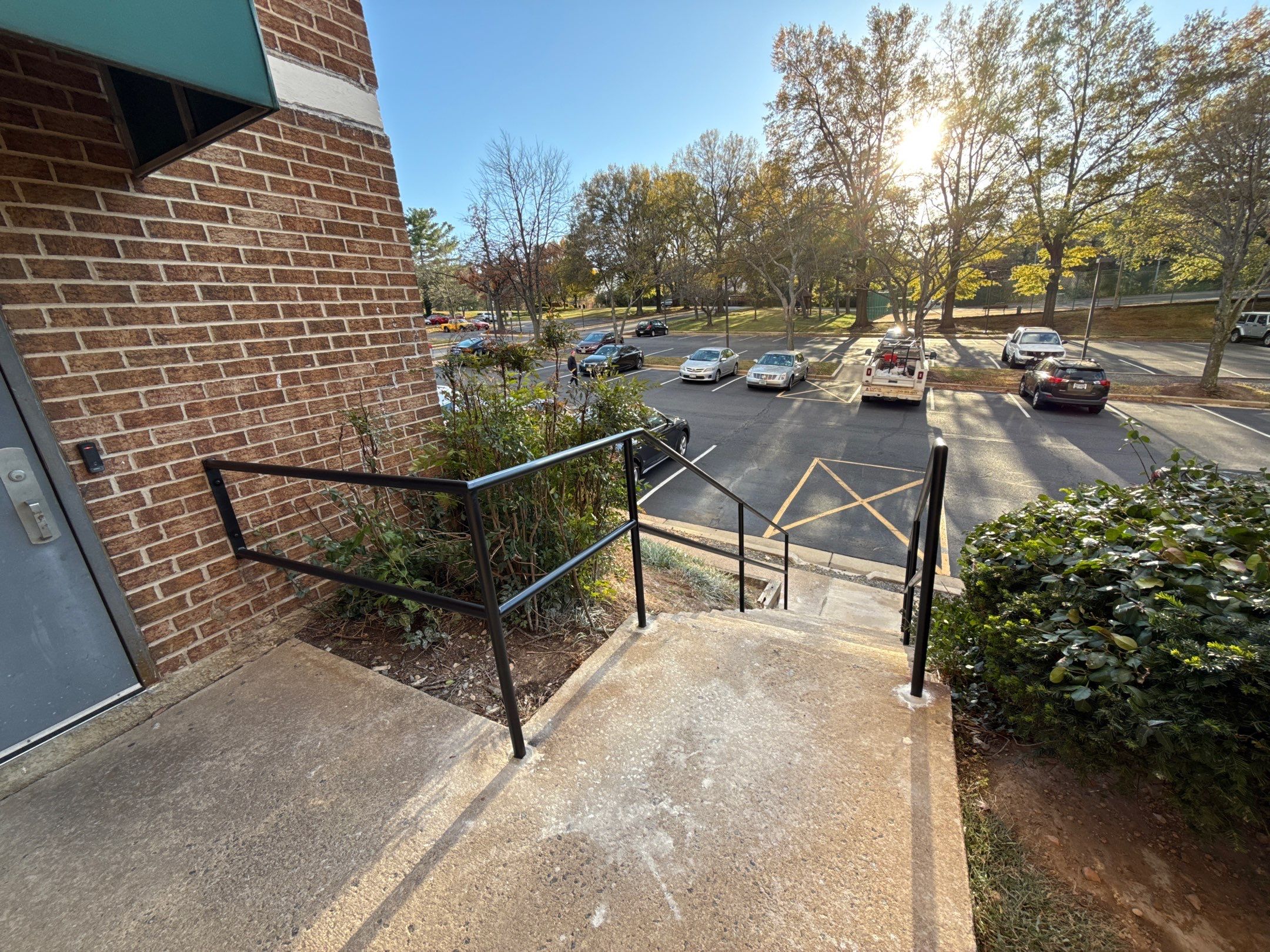 Commercial Entrance Pipe Railing Replacement – Falls Church, VA by Capitol Iron Works