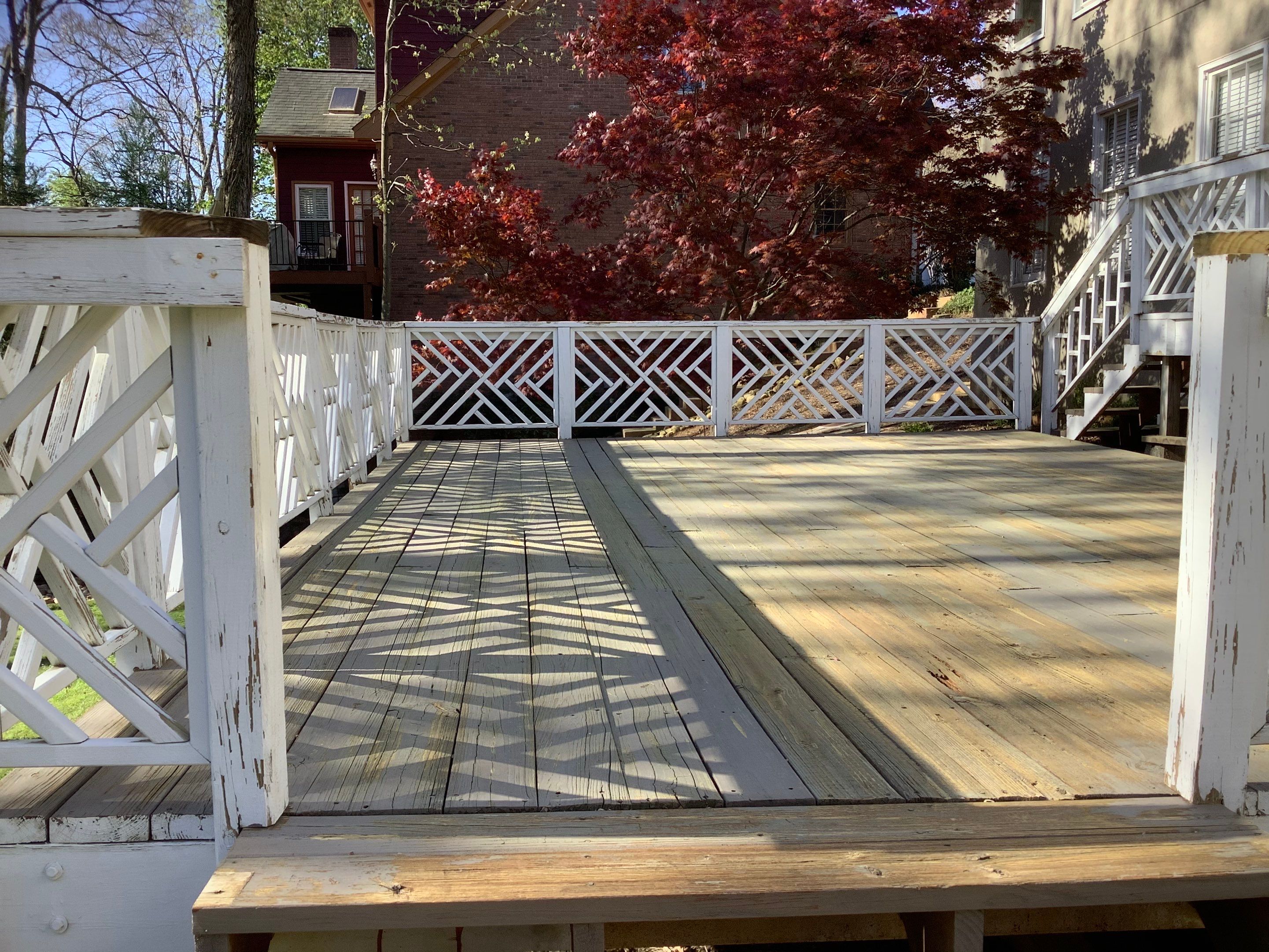 Exterior Deck Refinishing and Lattice Railing Painting in Alpharetta by Swift Home Renovations 