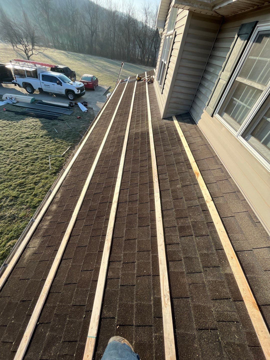 Residential Roofing Installation using Performance Panel Metal - Frost Black by RoofX 