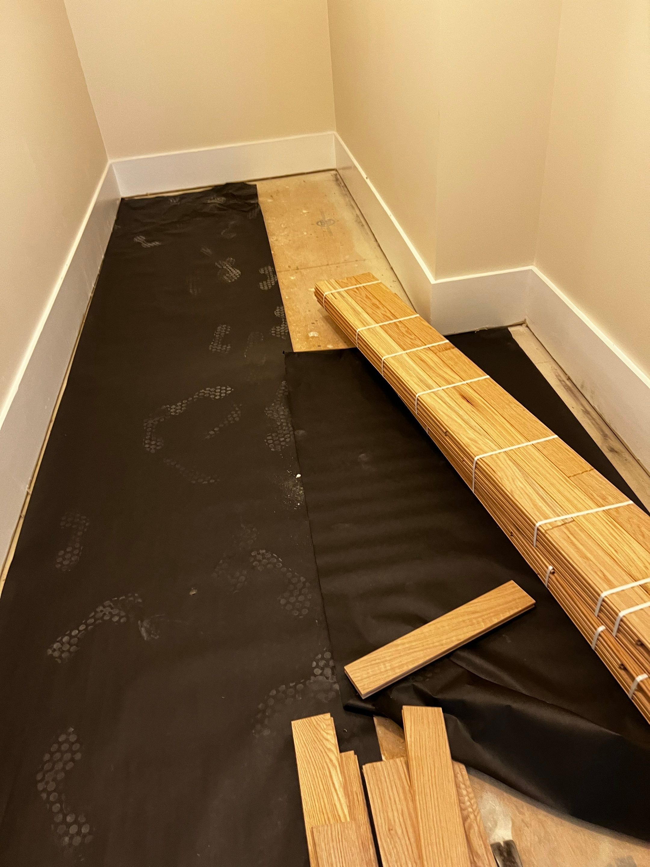 Upstairs Hardwood Flooring Installation and Custom Staining in Atlanta by Swift Home Renovations
