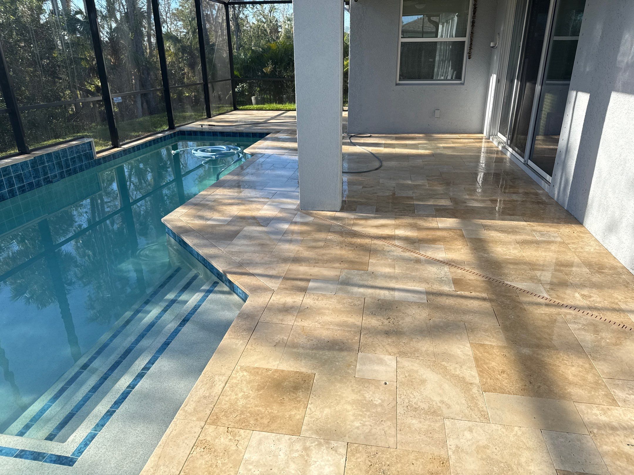 Paver Pool Deck Cleaning & Pool Cage Cleaning in Trevesta – Palmetto, FL by Sunshine AquaWash