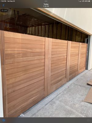 New Garage Door using Timberlane Wood Garage Door + LiftMaster Heavy Duty Opener