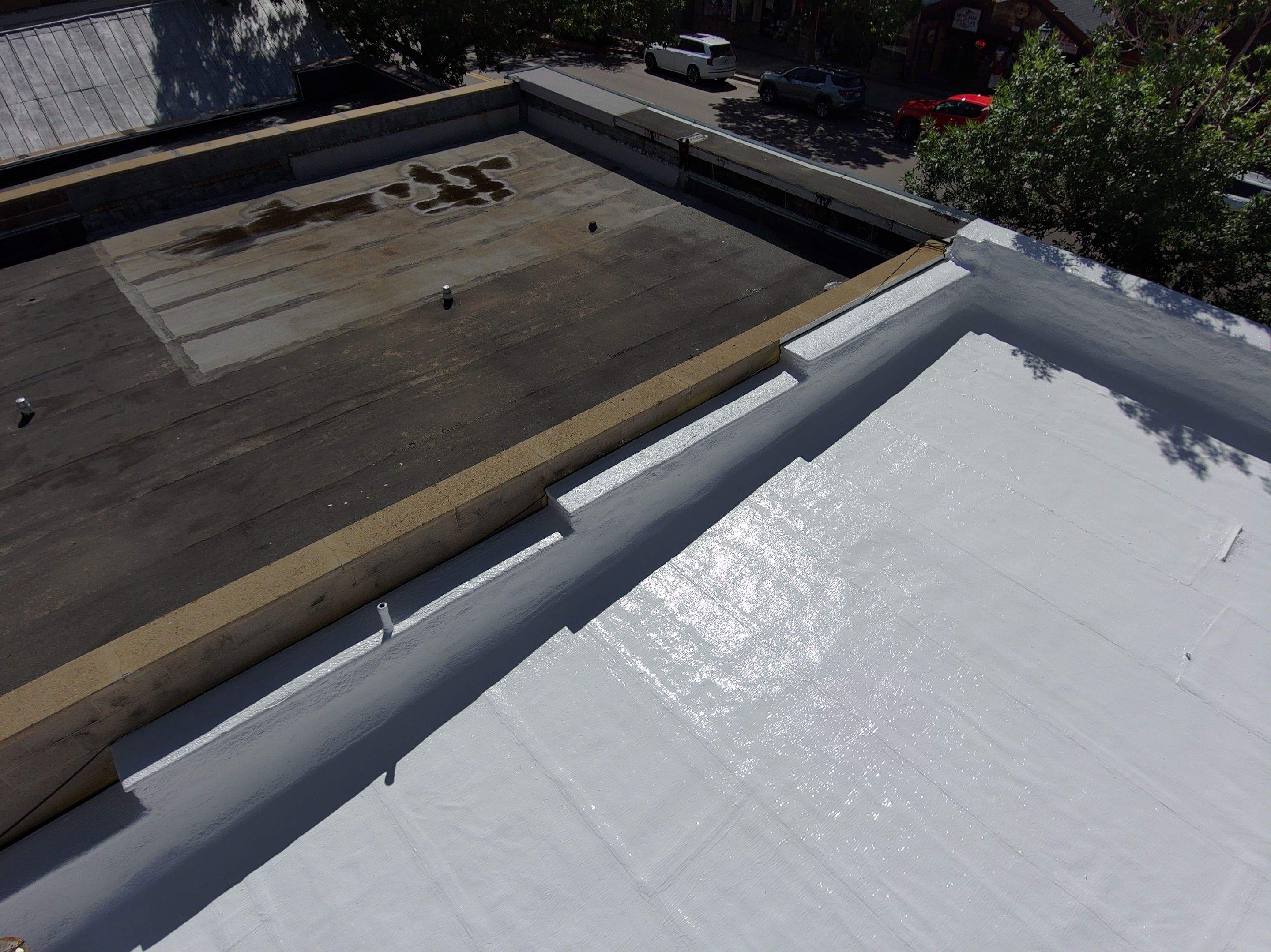 Estes Park "The Taffy Shop" Before & After Gaco Coating by Blue Peaks Roofing LLC