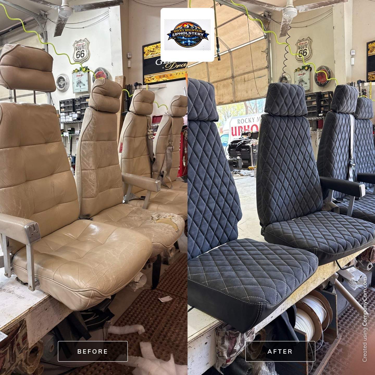 84 beech air craft seats by Rocky Mountain Upholstery Co