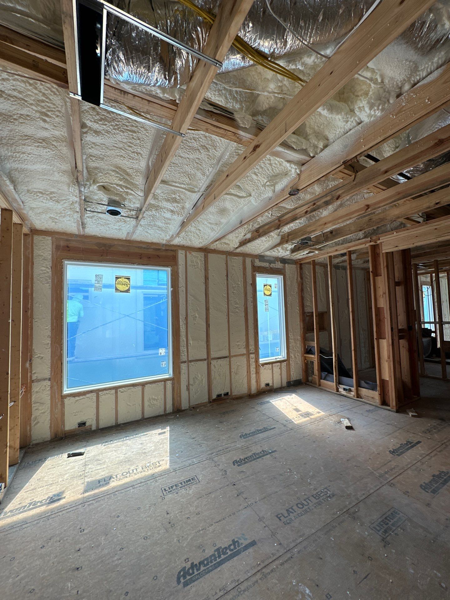 Open cell spray foam job completed at this beautiful custom home in Dallas TX by Apex Insulation Solutions