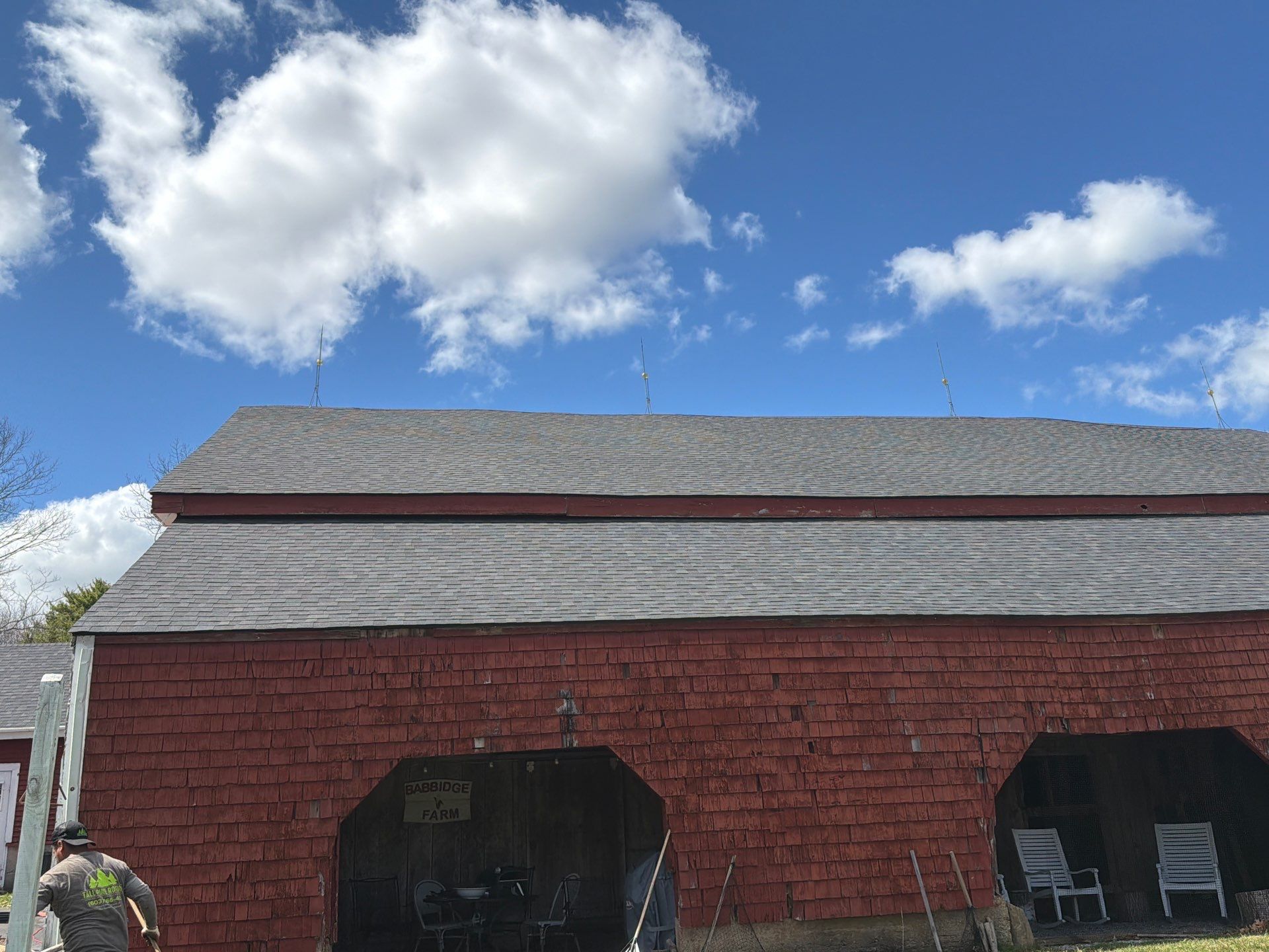Architectural Shingle Roof Replacement for Red Barn in Falmouth by Tall pine roofing