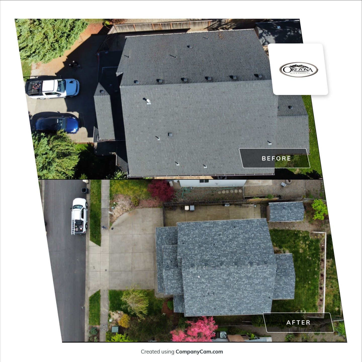 Residential Roofing Installation using Malarkey Vista AR Shingles (Color: Storm Grey) by Orezona Building & Roofing Company, Inc.