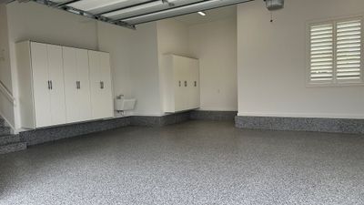 Mike & Pam transformed their garage with a Banner Garage Floor and Cabinets
