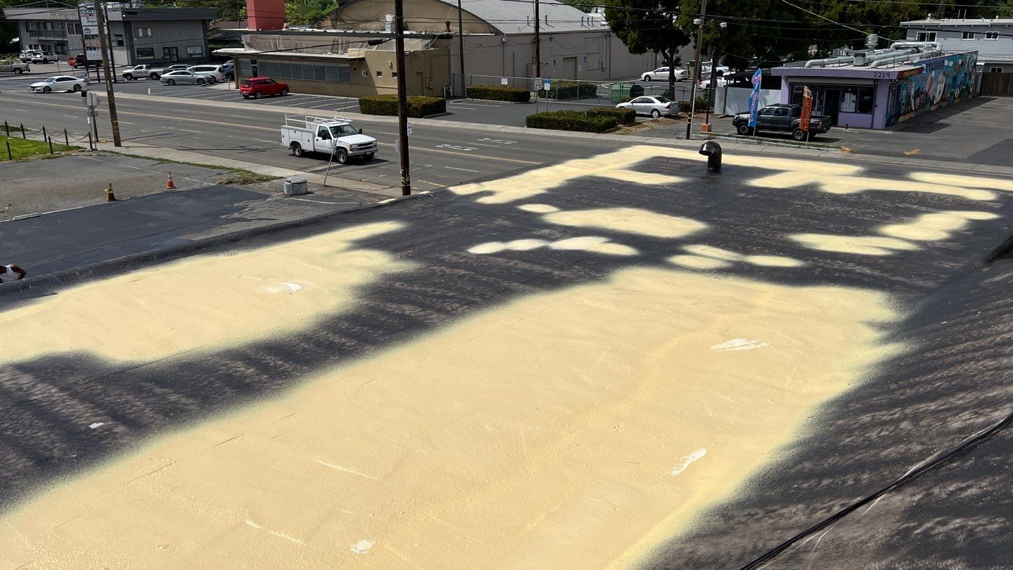 Foam Refurbish using Conklin Benchmark/PUMA XL coatings and spray foam by Straight Edge Roofing Inc