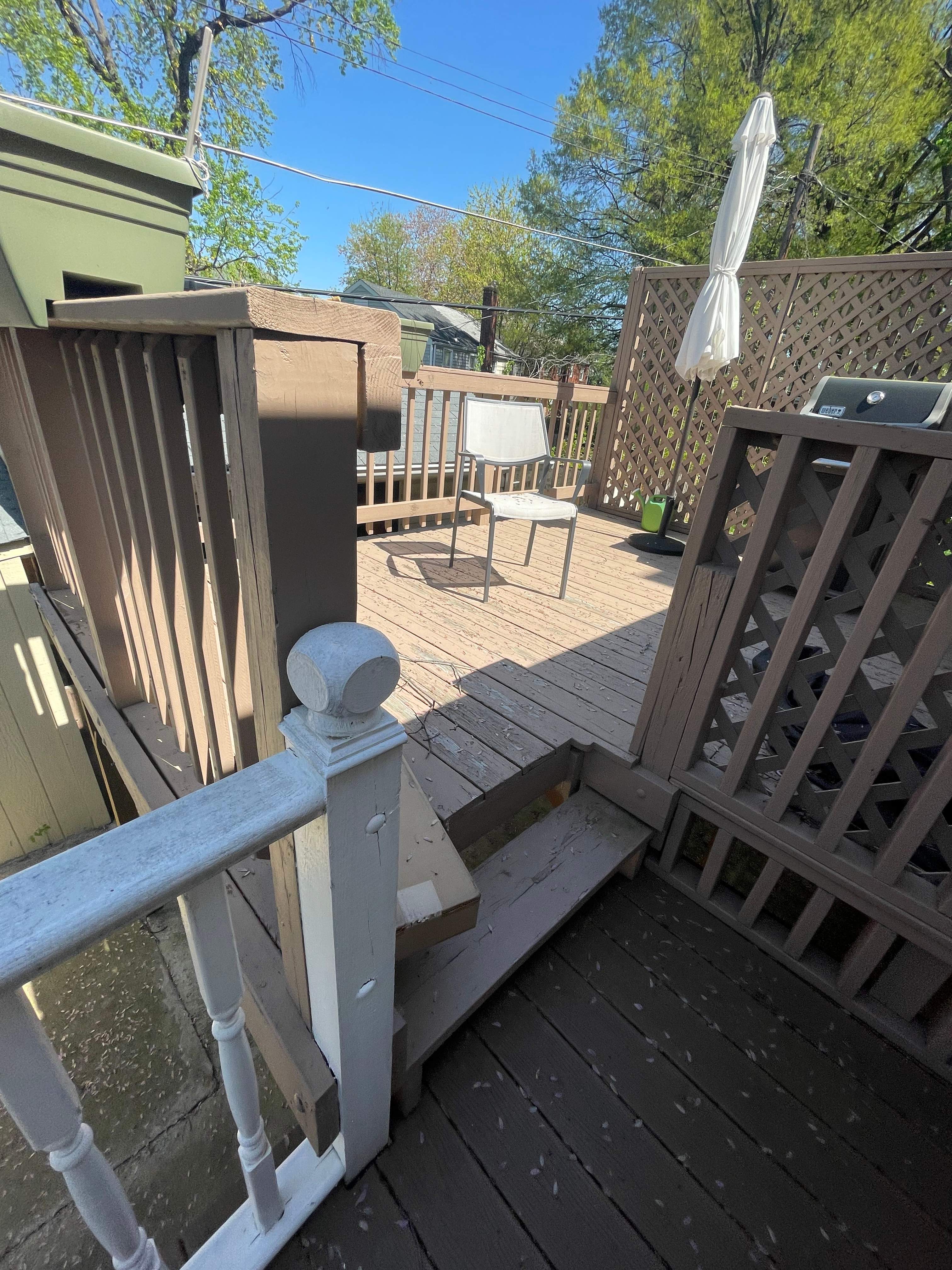 Deck resurfacing, railing replacement and concrete resurfacing by Fairfax Contractors, LLC