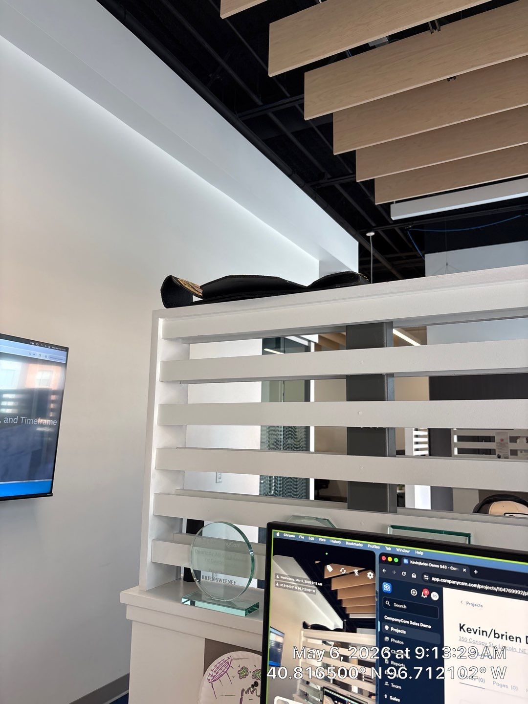 Modern Commercial Office Renovation with Wood Ceiling Baffles in Lincoln by CompanyCam Sales Demo