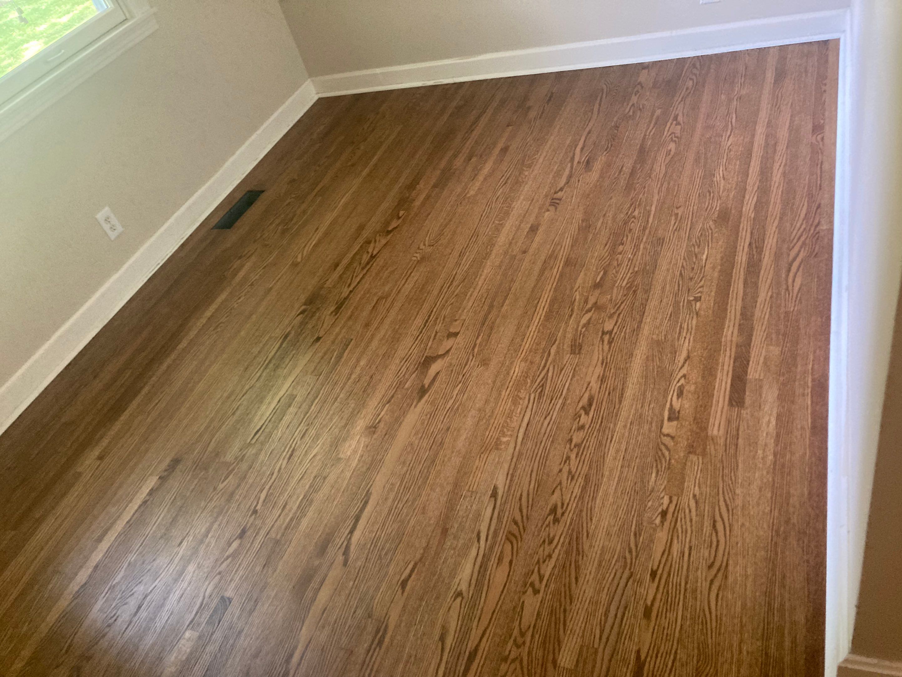 Red and White oak refinish with Duraseal Special Walnut Stain by Footprints Floors of Nashville