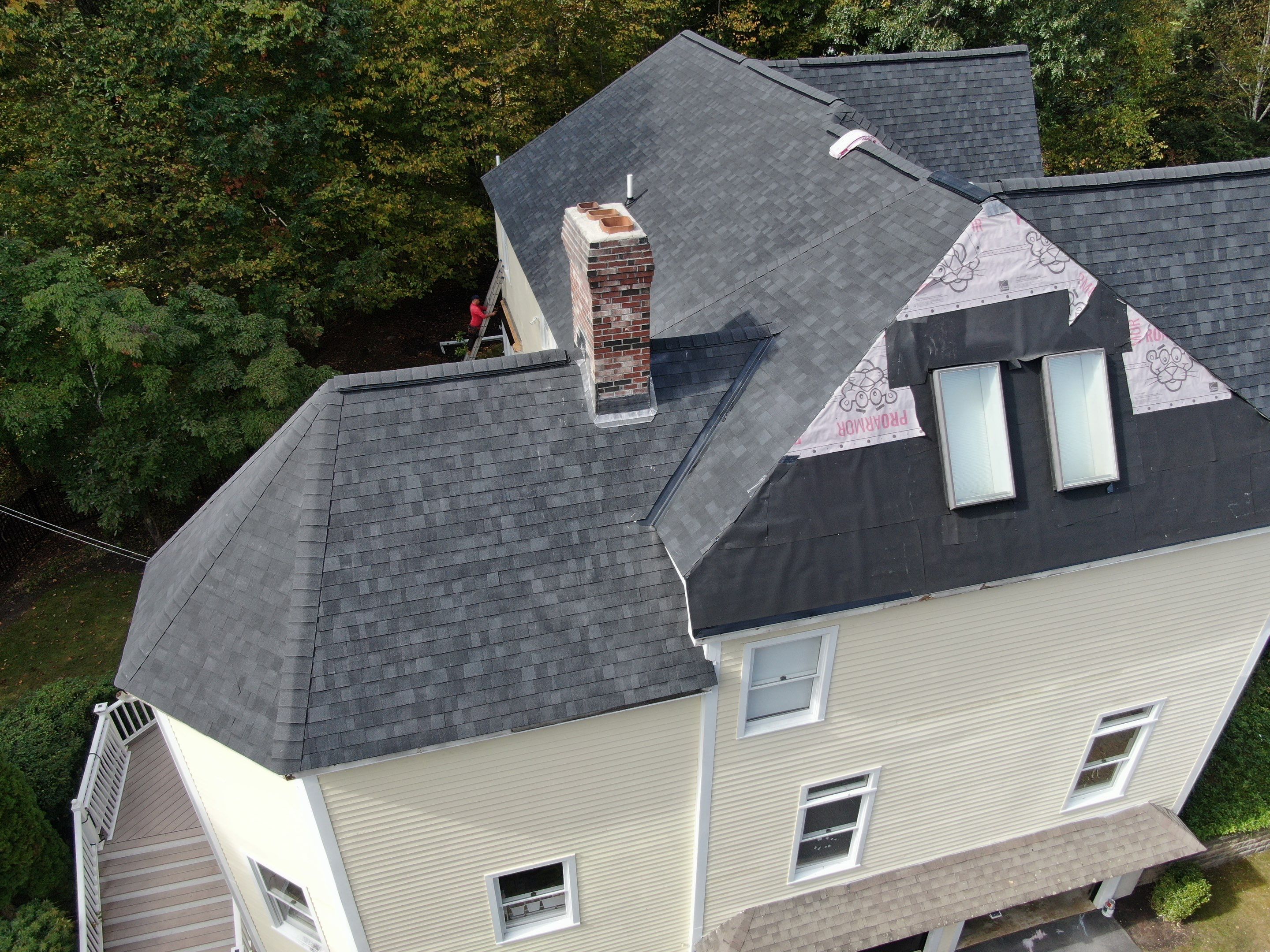 New Roof, Skylights, and Metal Accent Roof Installation in Groton by Mighty Dog Roofing of Greater Middlesex County