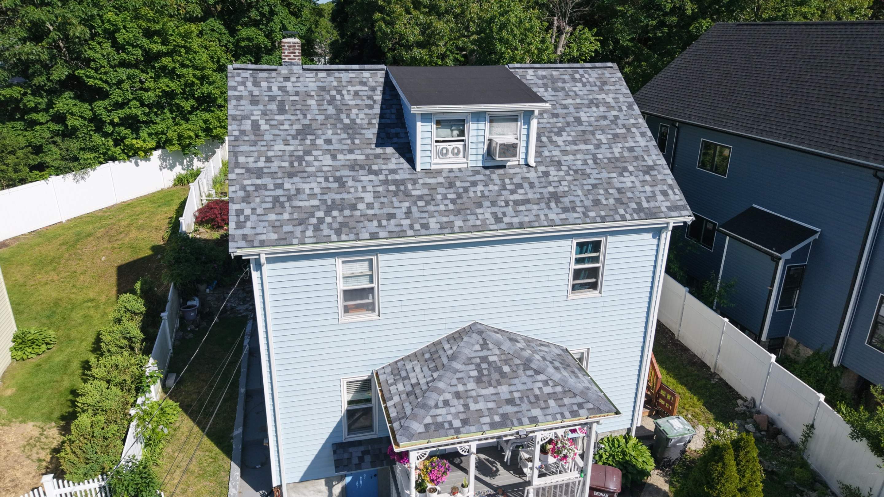 Full Roof Replacement in Dedham, MA – Owens Corning Duration Designer, Pacific Wave with EPDM Flat Dormer by JOHNNYS PRO