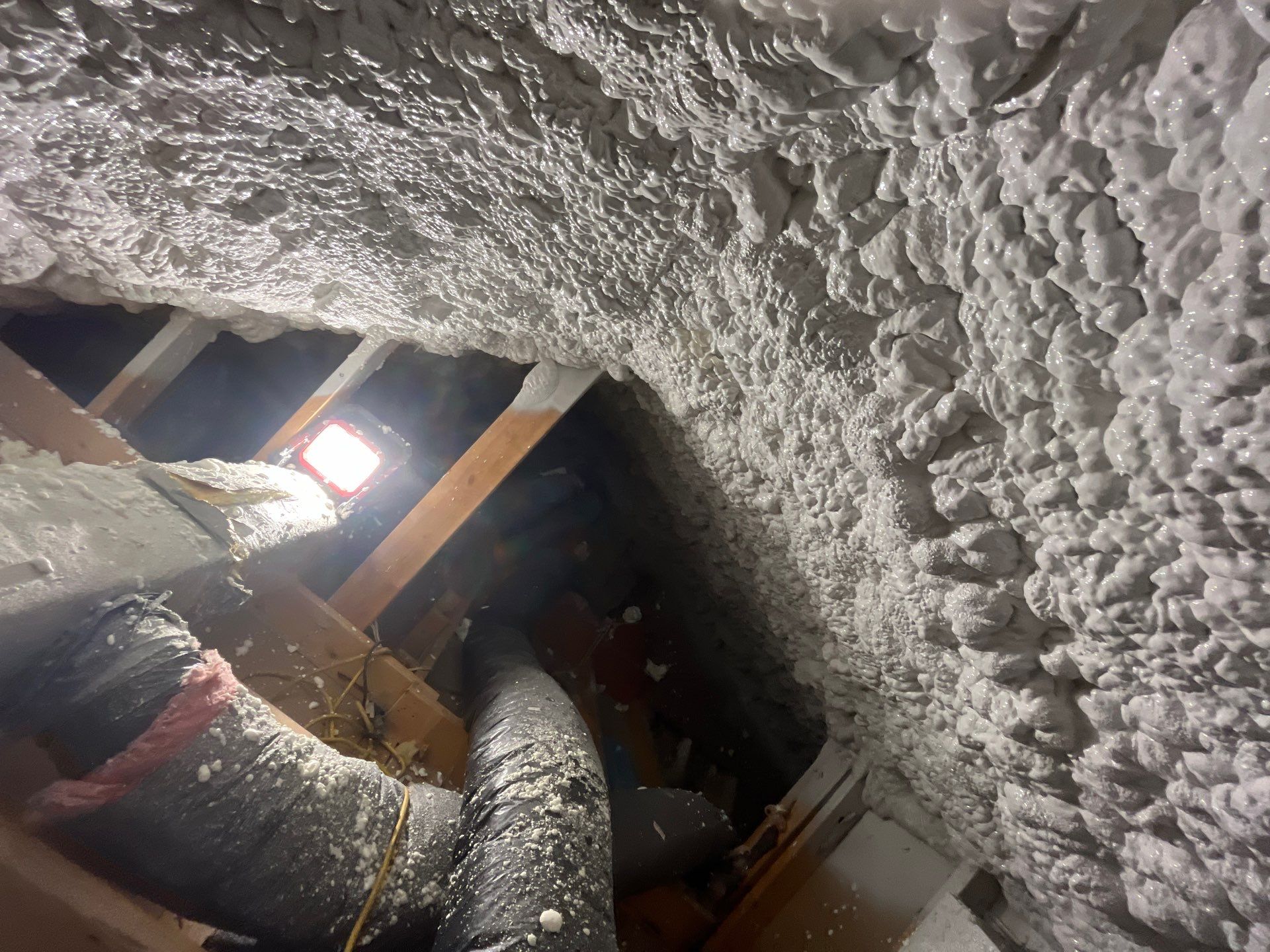 Attic Insulation using open cell spray foam by NYS Foam & Energy