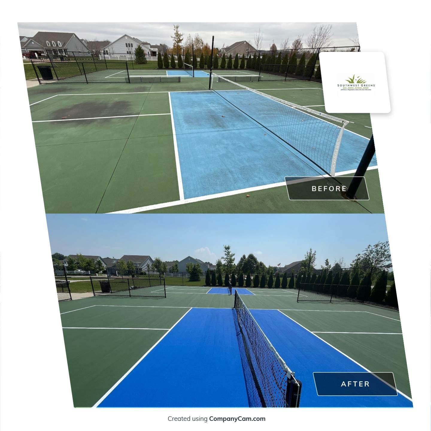 Pickleball Courts referbish by Southwest Greens Midwest