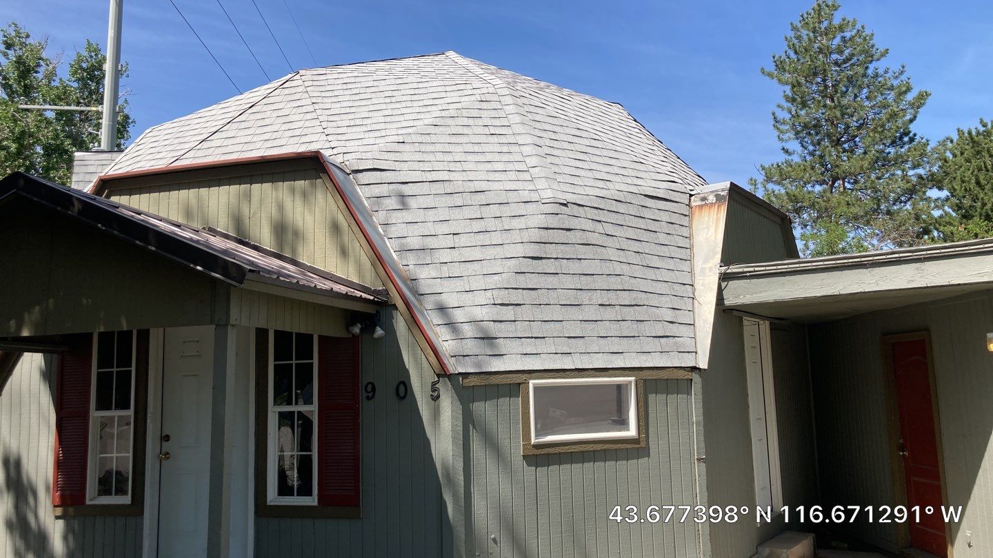 Geometric Dome Home Residential Roofing Installation using Owens Corning by ID Roofing LLC