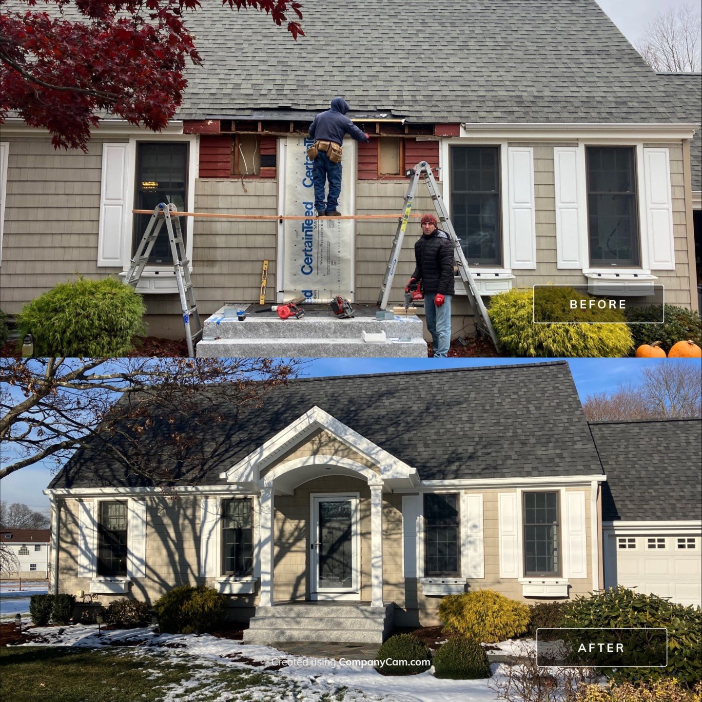 Welcoming portico addition by DiGiorgi Roofing and Siding Inc