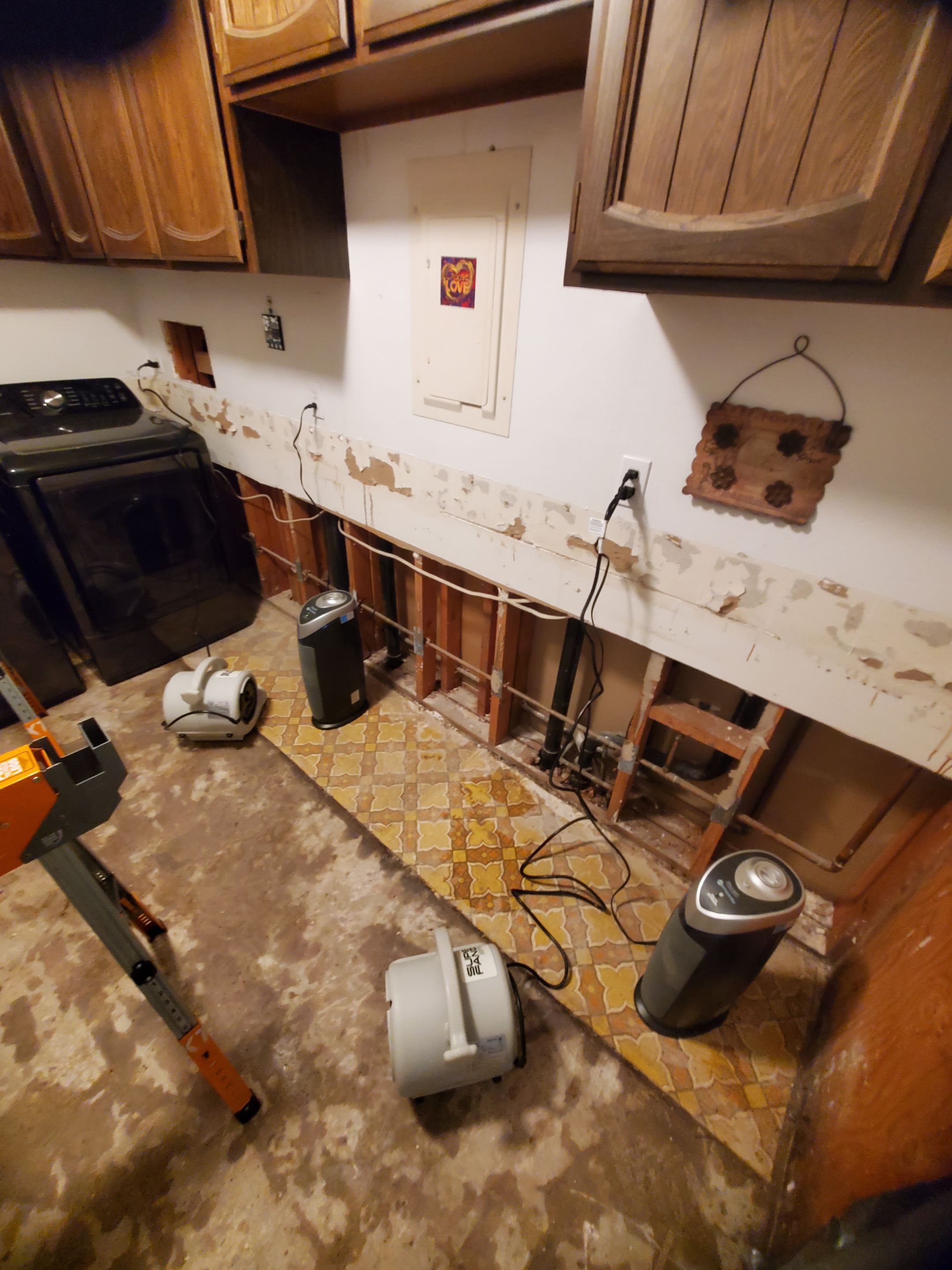 Water Damage using Air Movers by Construction Now LLC